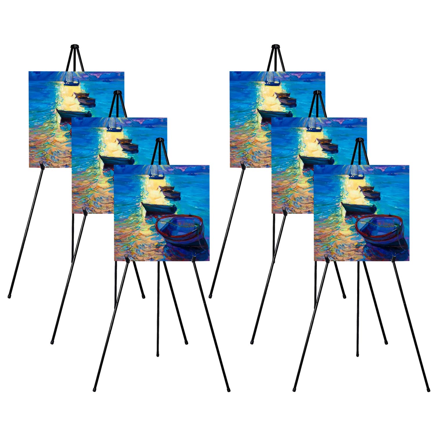 Cavalletto Pieghevole Portatile Nero (6 Pezzi)