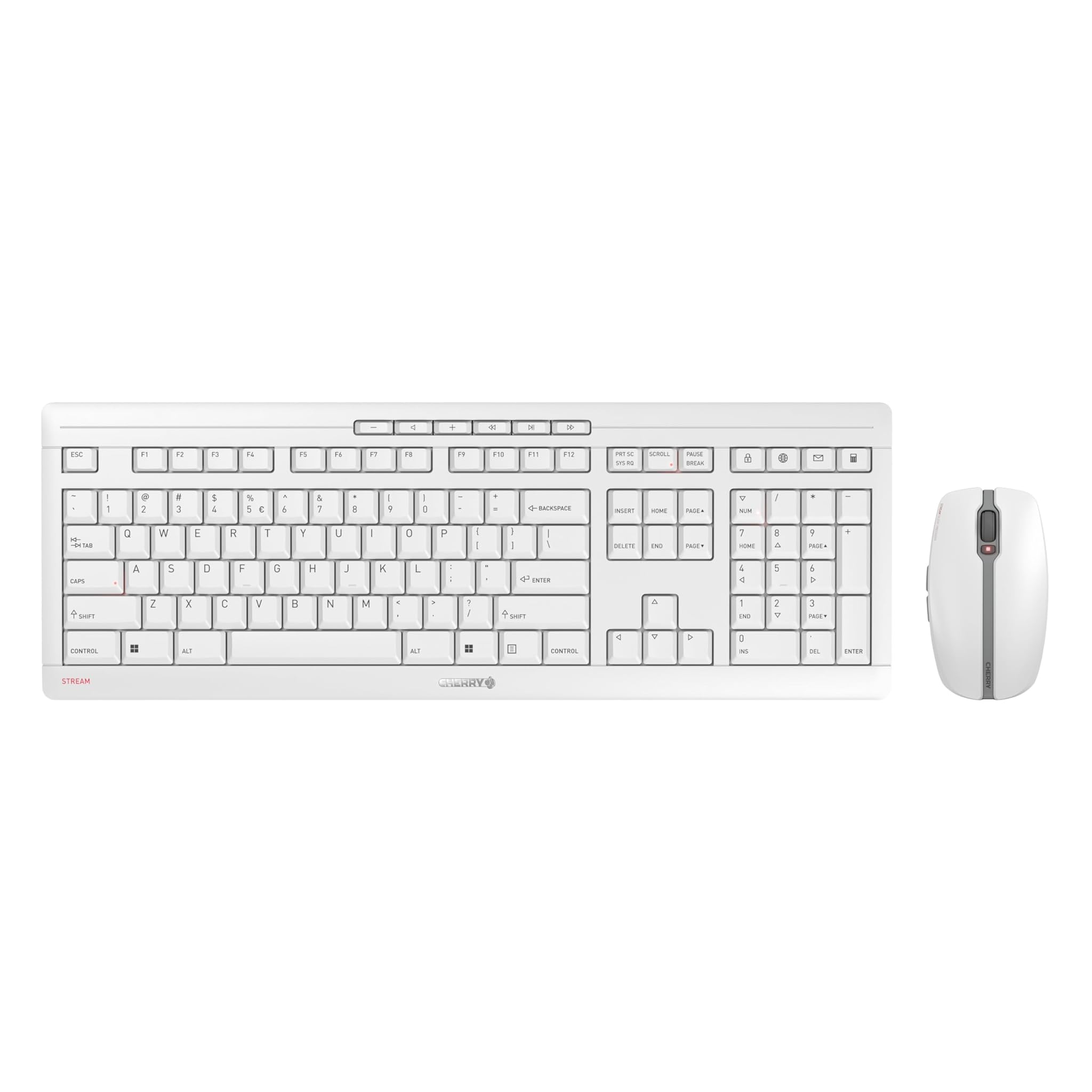 Cherry STREAM DESKTOP - Set Tastiera e Mouse Wireless, Bianco-Grigio