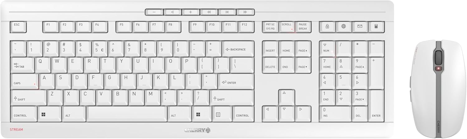 Cherry STREAM DESKTOP - Set Tastiera e Mouse Wireless, Bianco-Grigio - immagine 1
