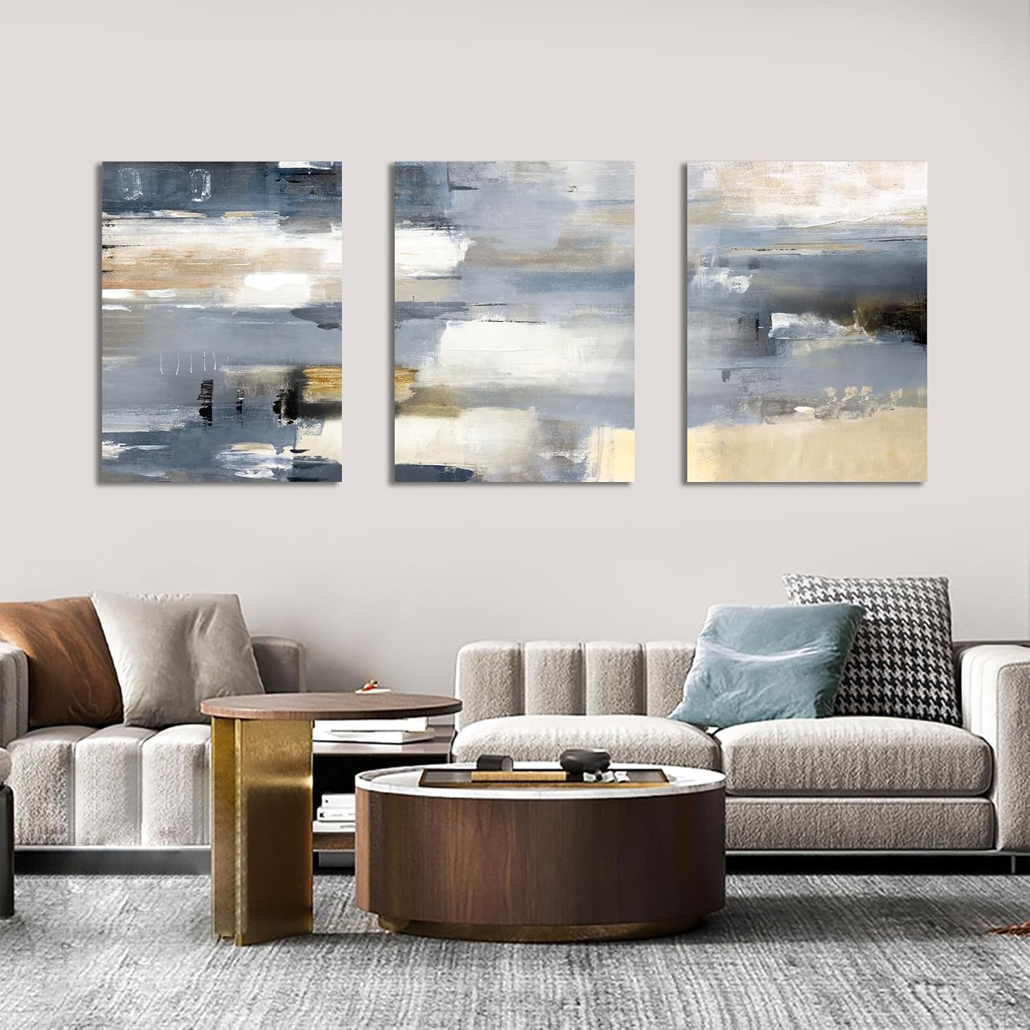 3Pcs Stampa su Tela con Cornice Astratta 150x70cm - immagine 2