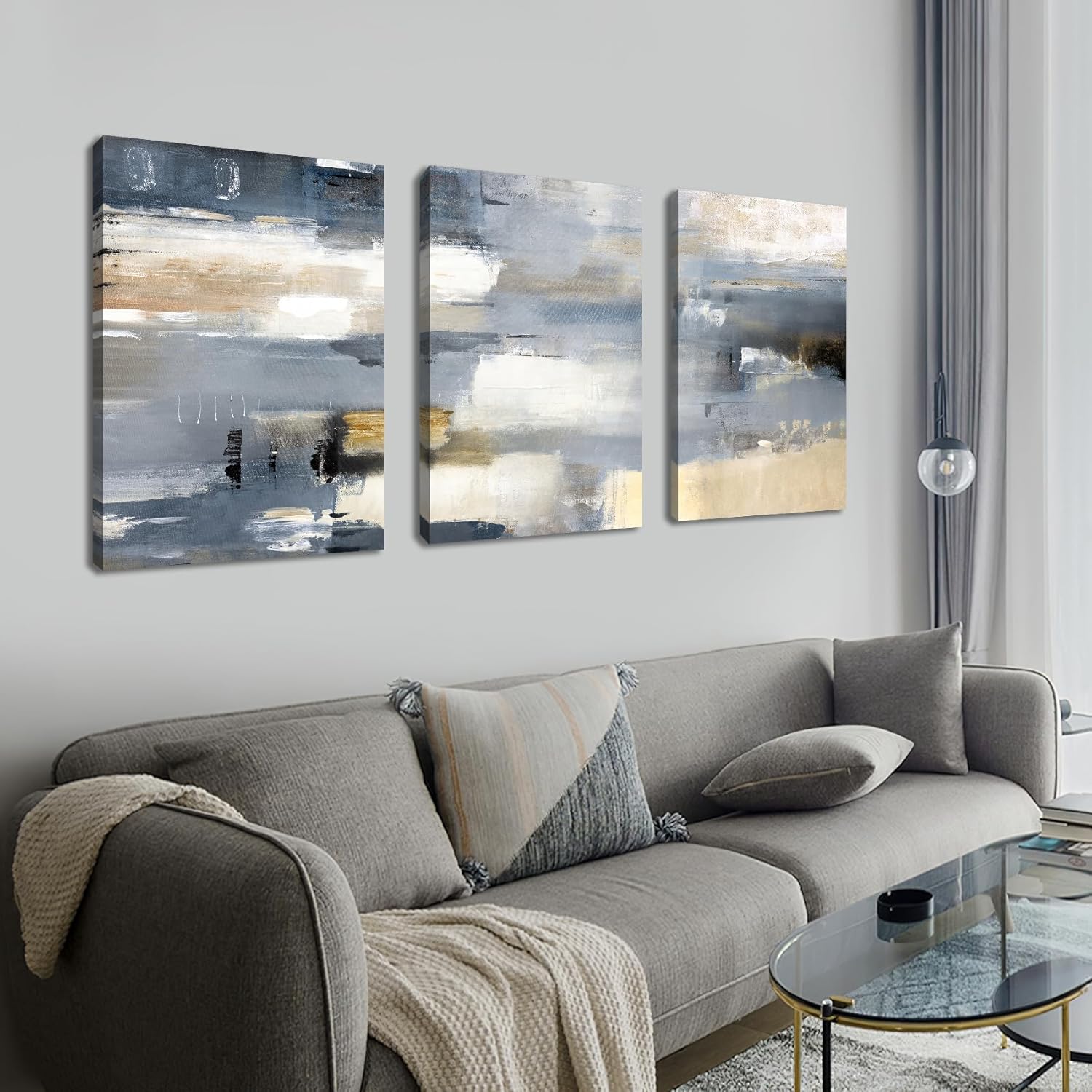 3Pcs Stampa su Tela con Cornice Astratta 150x70cm - immagine 3