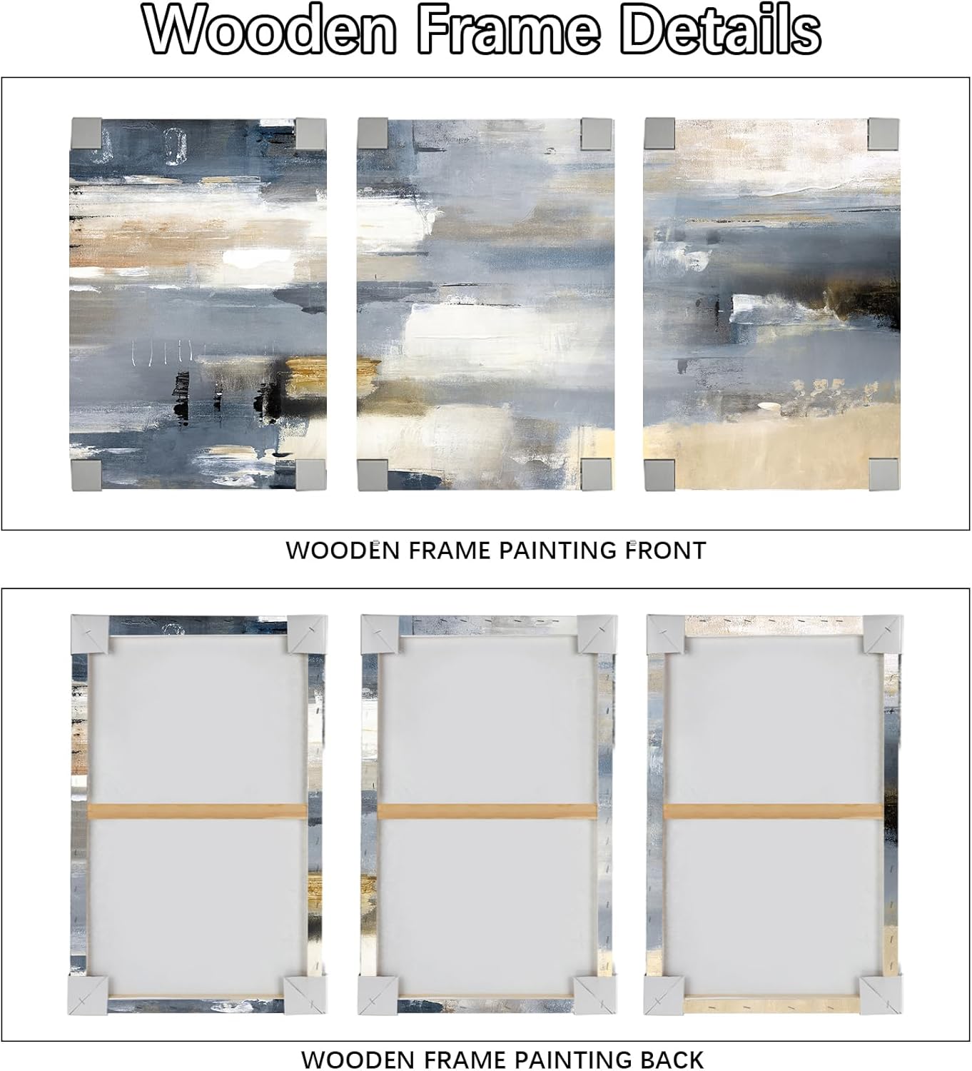 3Pcs Stampa su Tela con Cornice Astratta 150x70cm - immagine 4