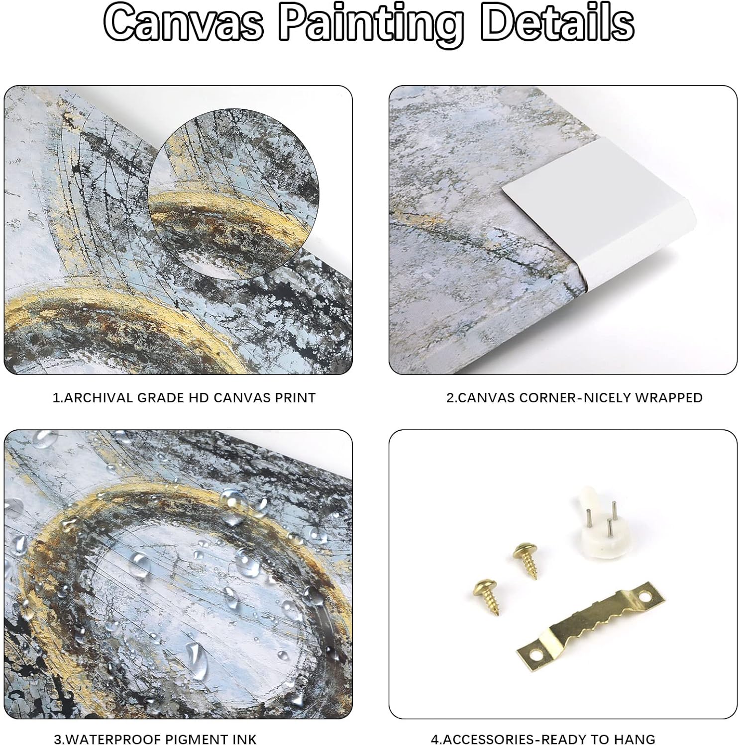 3Pcs Stampa su Tela con Cornice Astratta 150x70cm - immagine 5