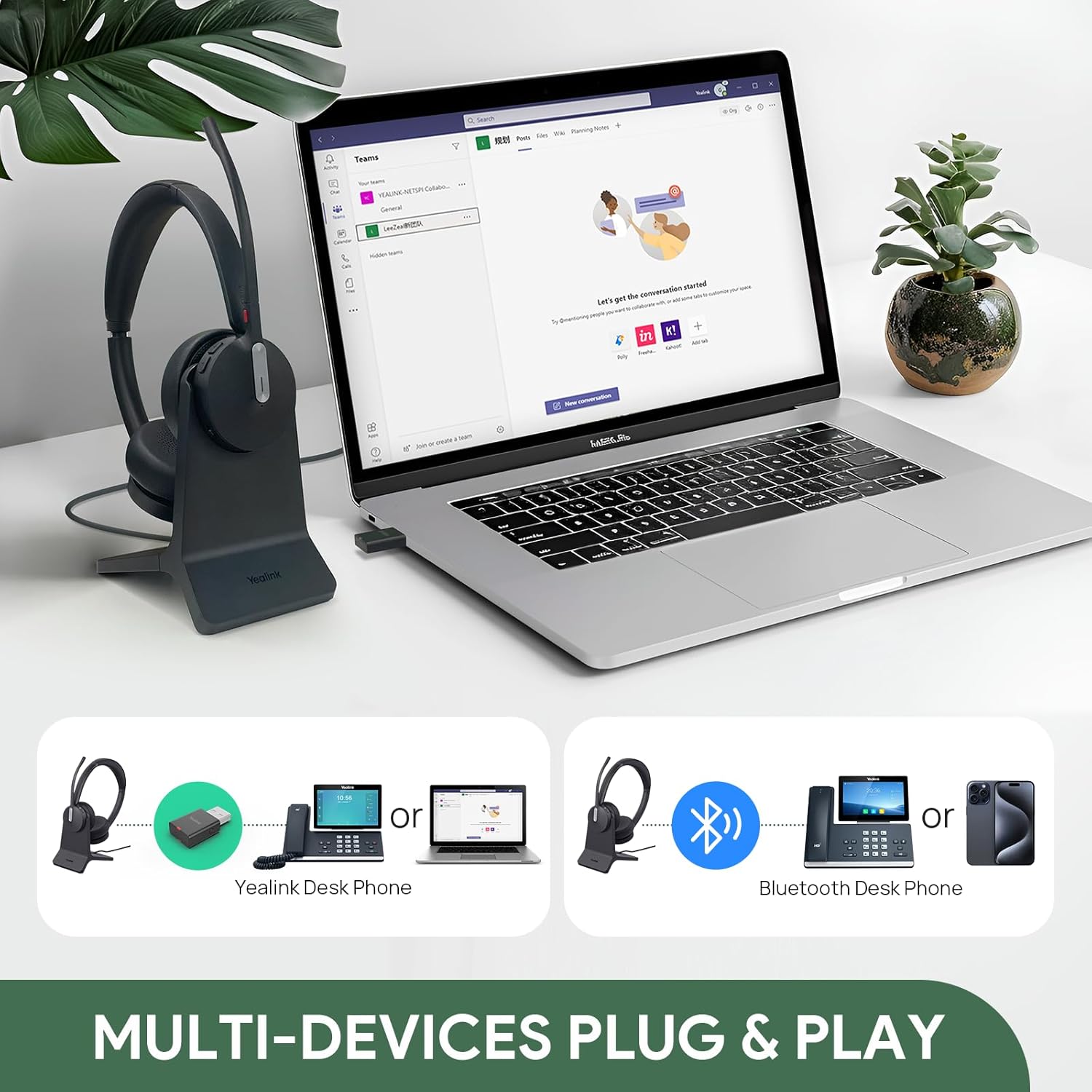 Yealink WH64 - Cuffie Ibride DECT e Bluetooth 32h - immagine 6