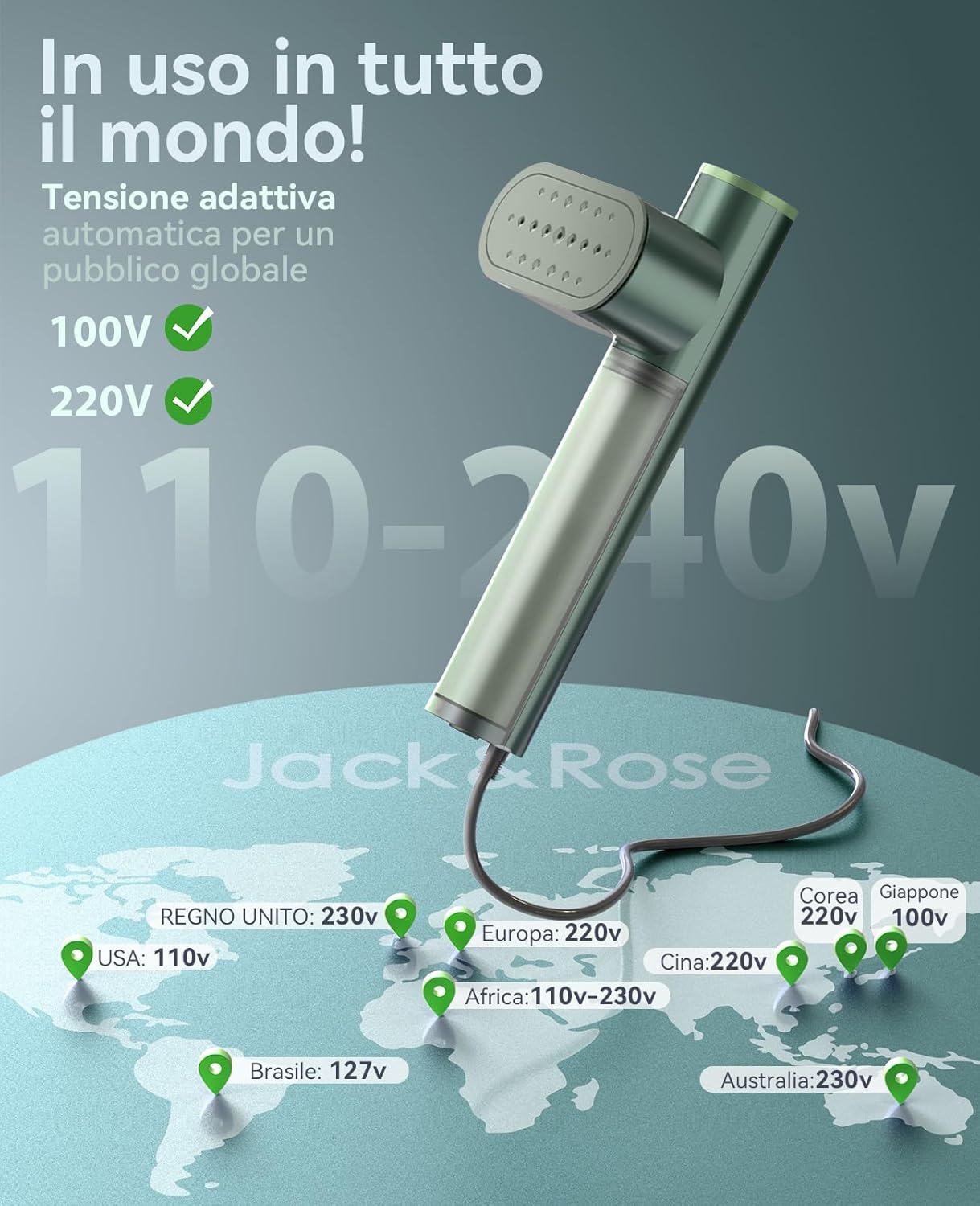 Ferro da Stiro da Viaggio 1000W Verde - immagine 2