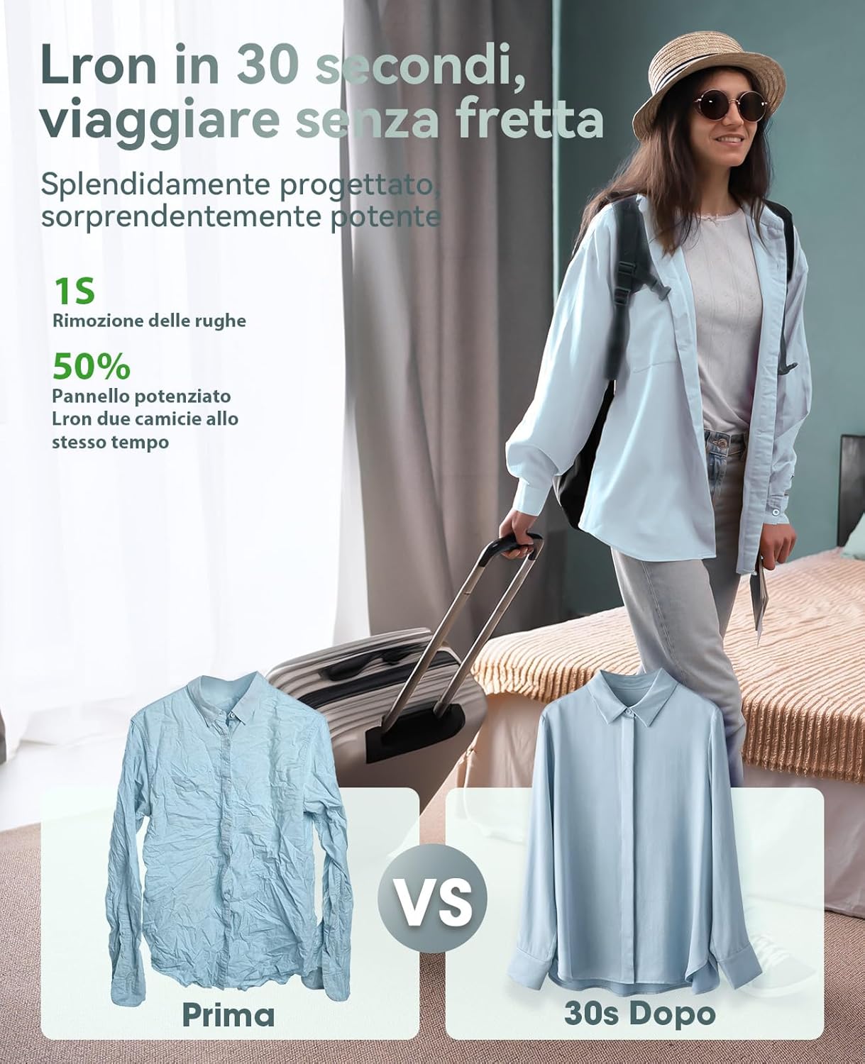 Ferro da Stiro da Viaggio 1000W Verde - immagine 4