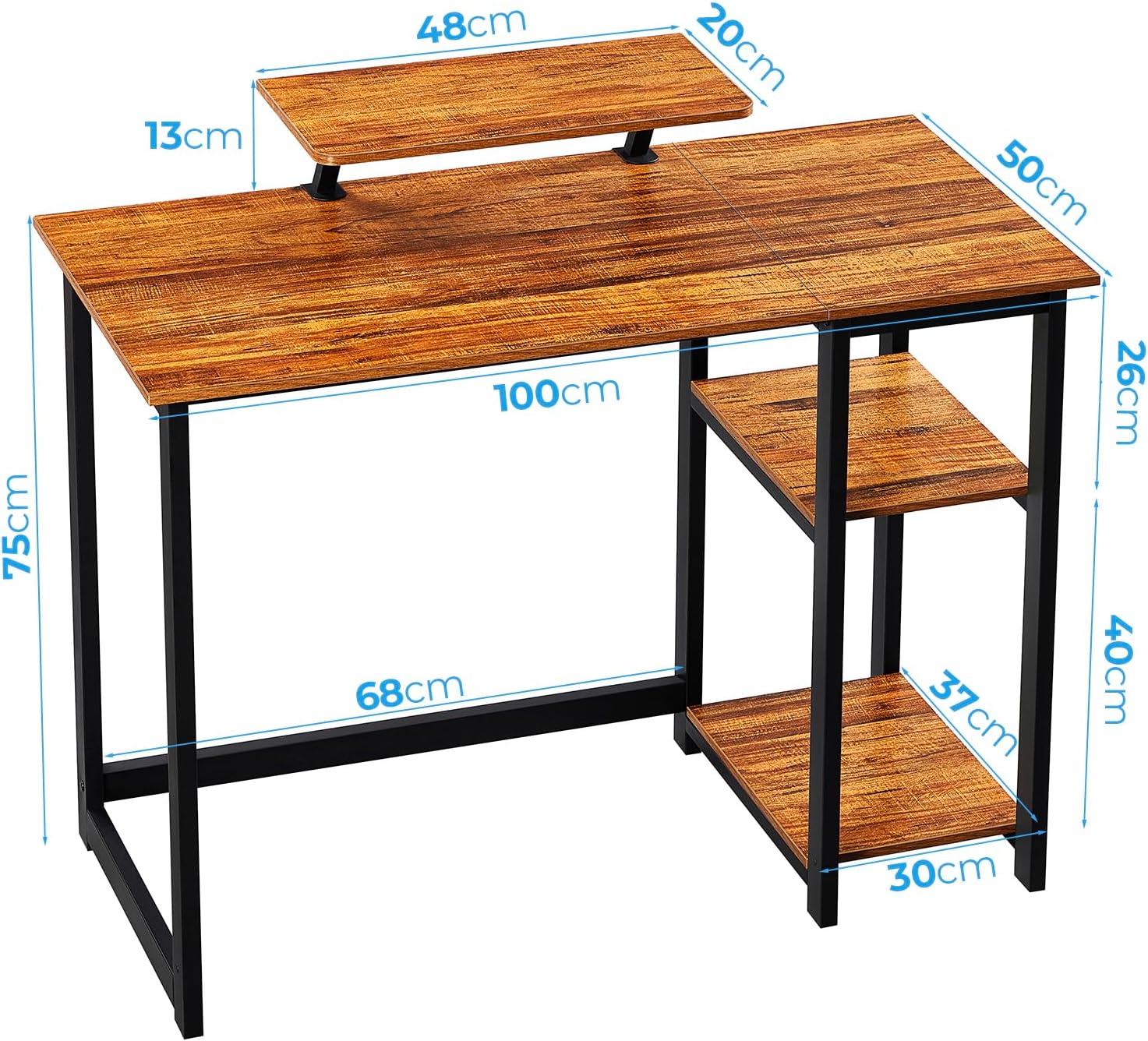 Greenforest Computer Desk 40 inch con Ripiani, Walnut - immagine 3