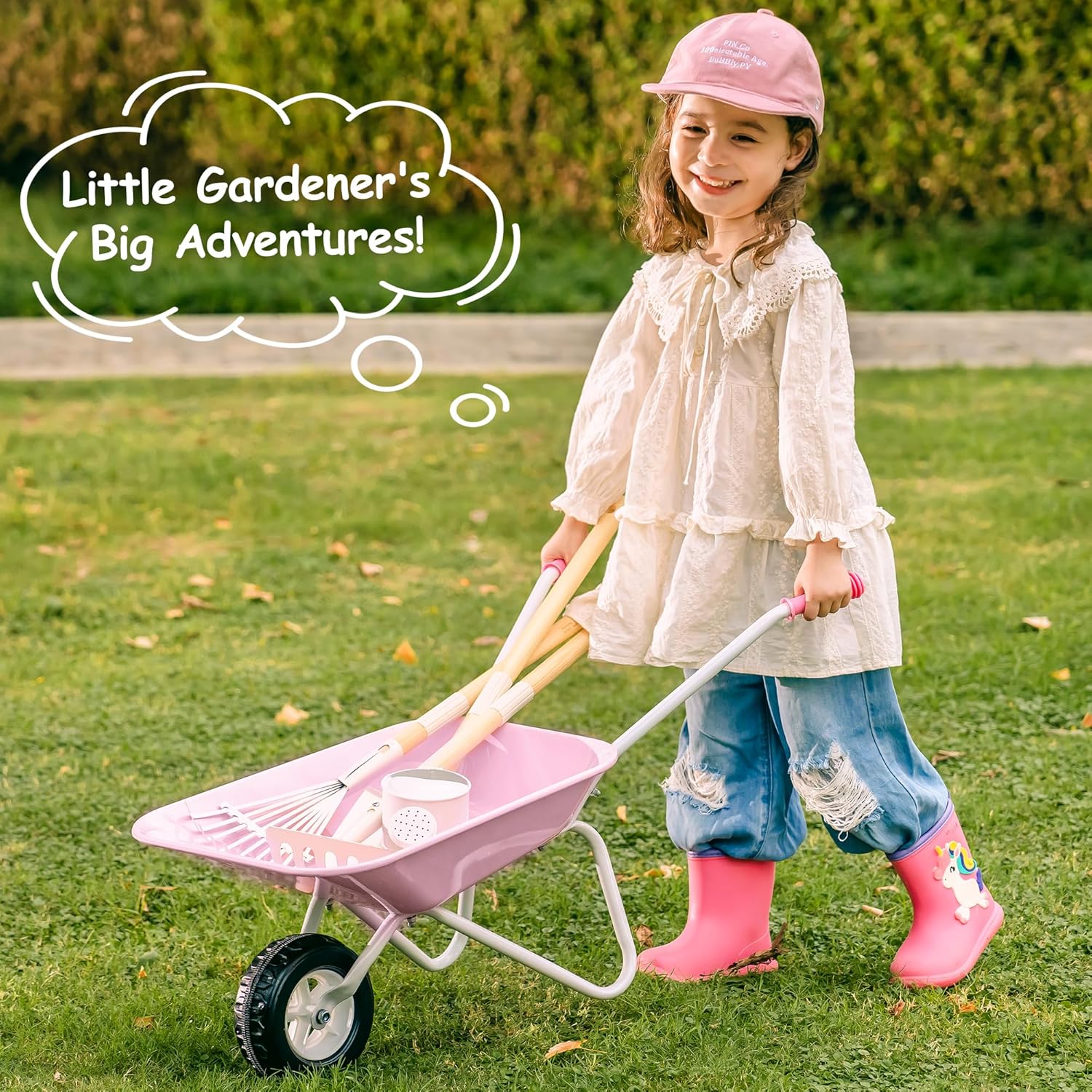 ROBUD Set Attrezzi da Giardino per Bambini, Rosa - immagine 2