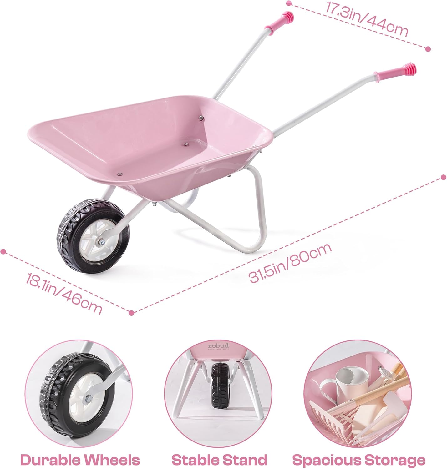 ROBUD Set Attrezzi da Giardino per Bambini, Rosa - immagine 5