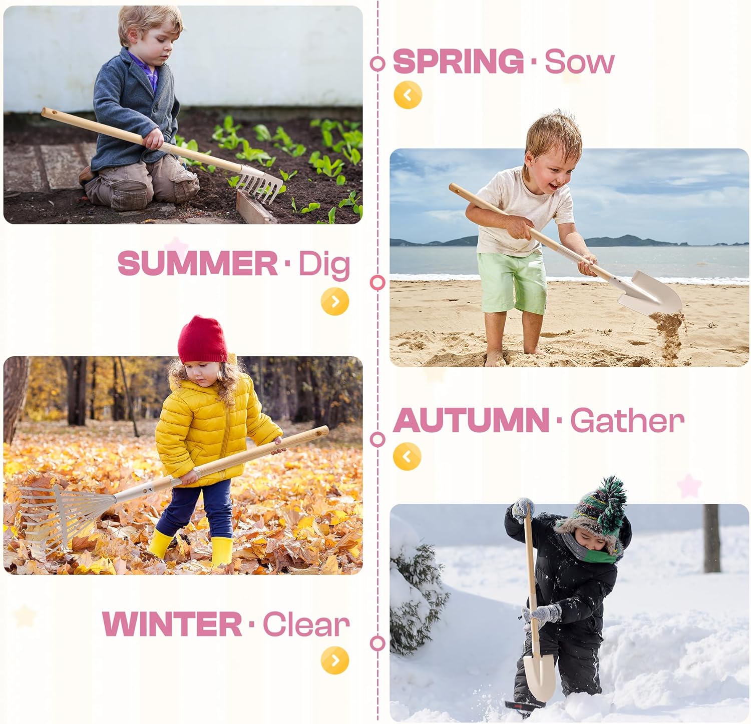 ROBUD Set Attrezzi da Giardino per Bambini, Rosa - immagine 6