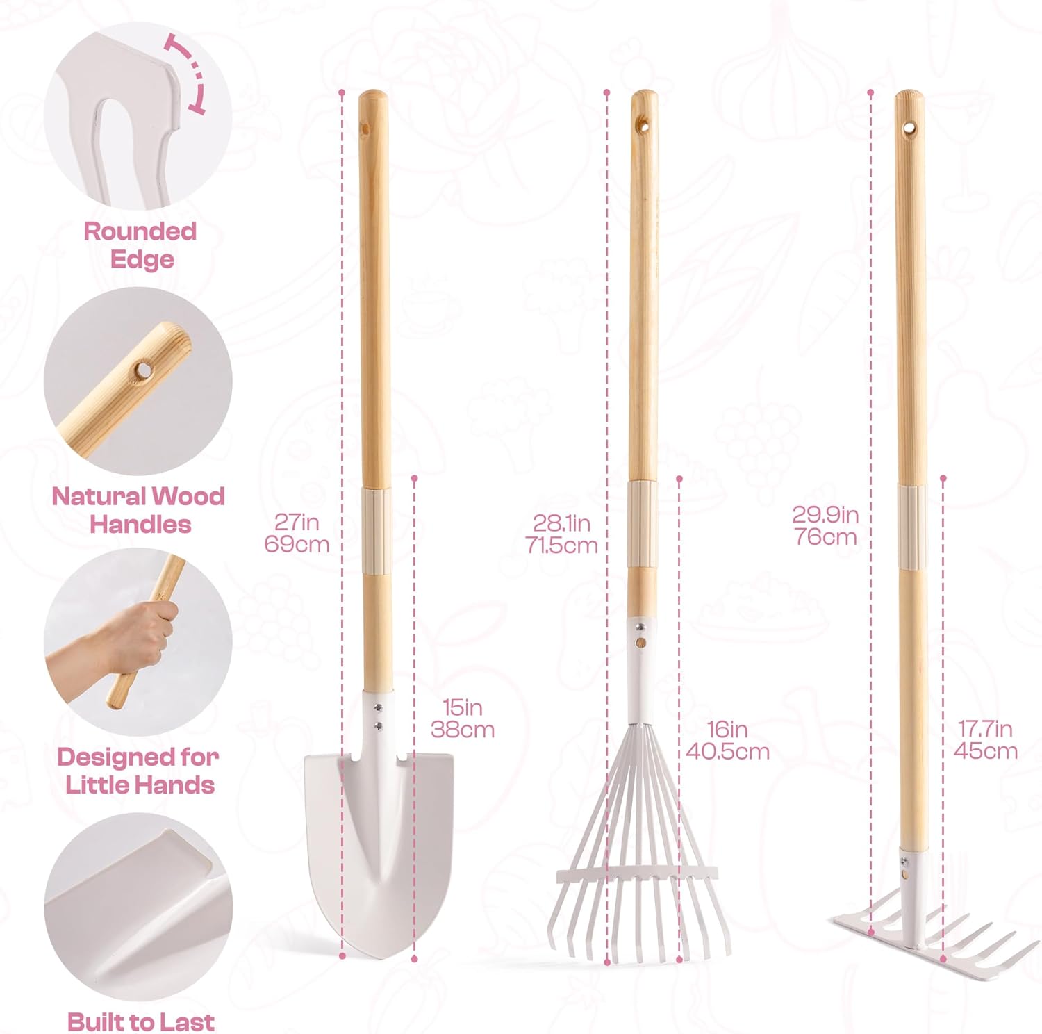 ROBUD Set Attrezzi da Giardino per Bambini, Rosa - immagine 7