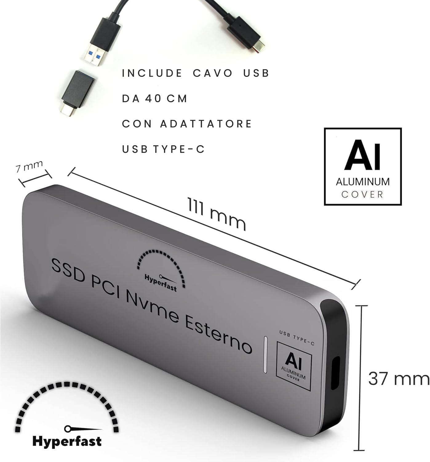 SSD Esterno Portatile 512 Gb USB 3.2 Gen2 - immagine 2