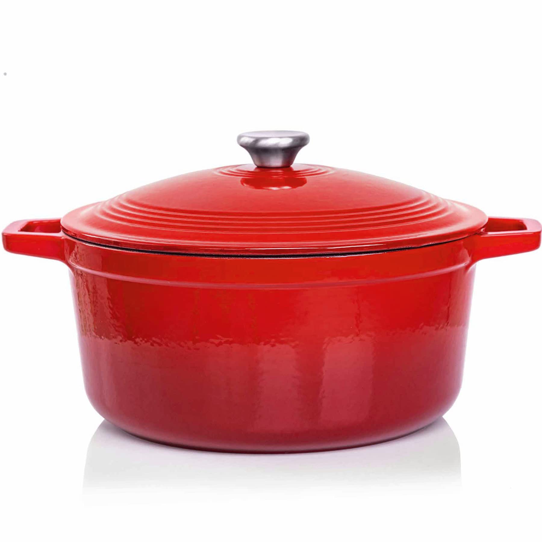 Casseruola in Ghisa Smaltata Veohome 6L Ø28cm, Rosso