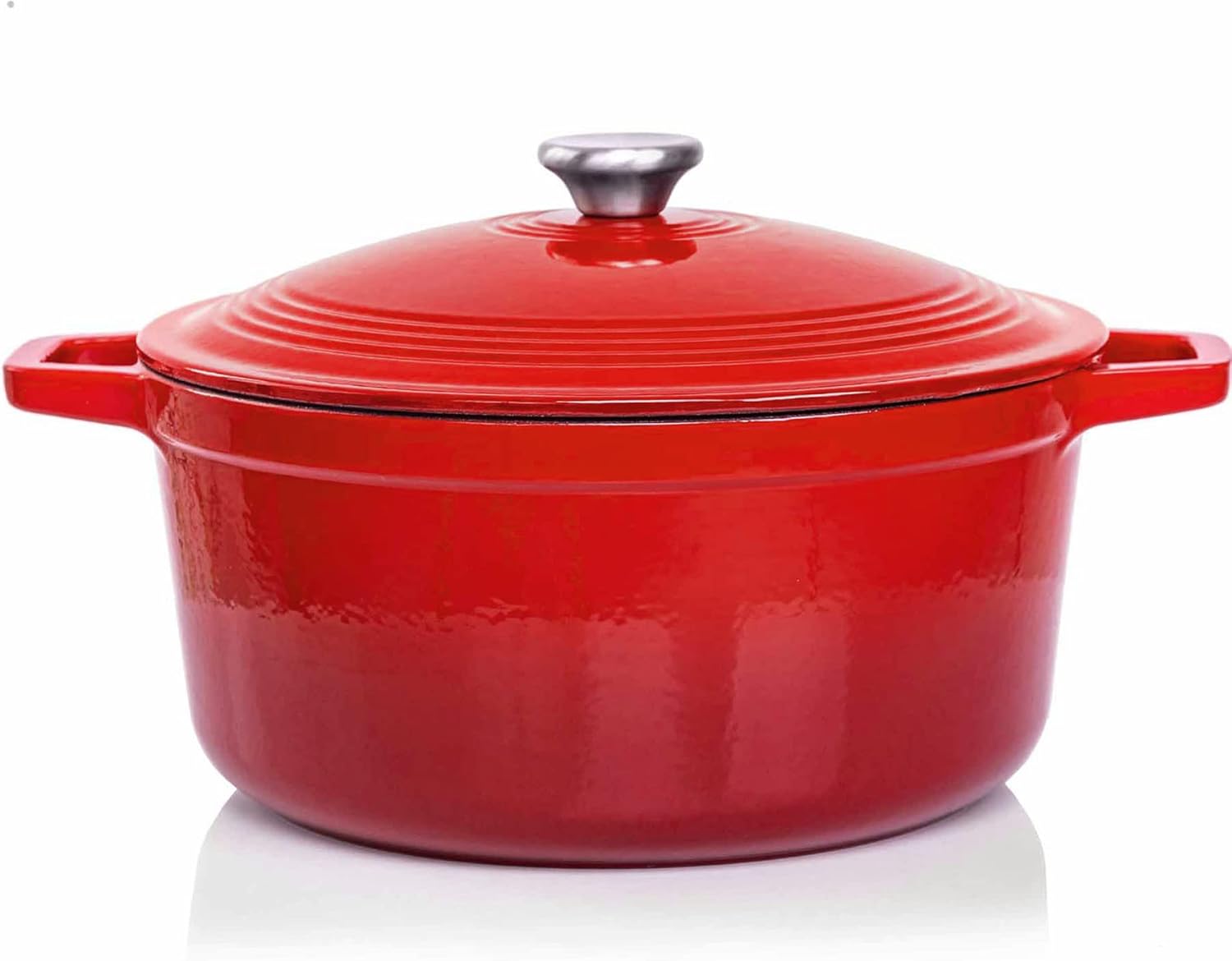 Casseruola in Ghisa Smaltata Veohome 6L Ø28cm, Rosso - immagine 1