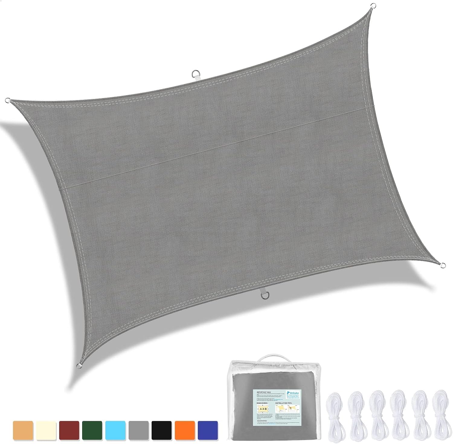 Ankuka Vela Ombreggiante Impermeabile 2x3m, Grigio - immagine 2