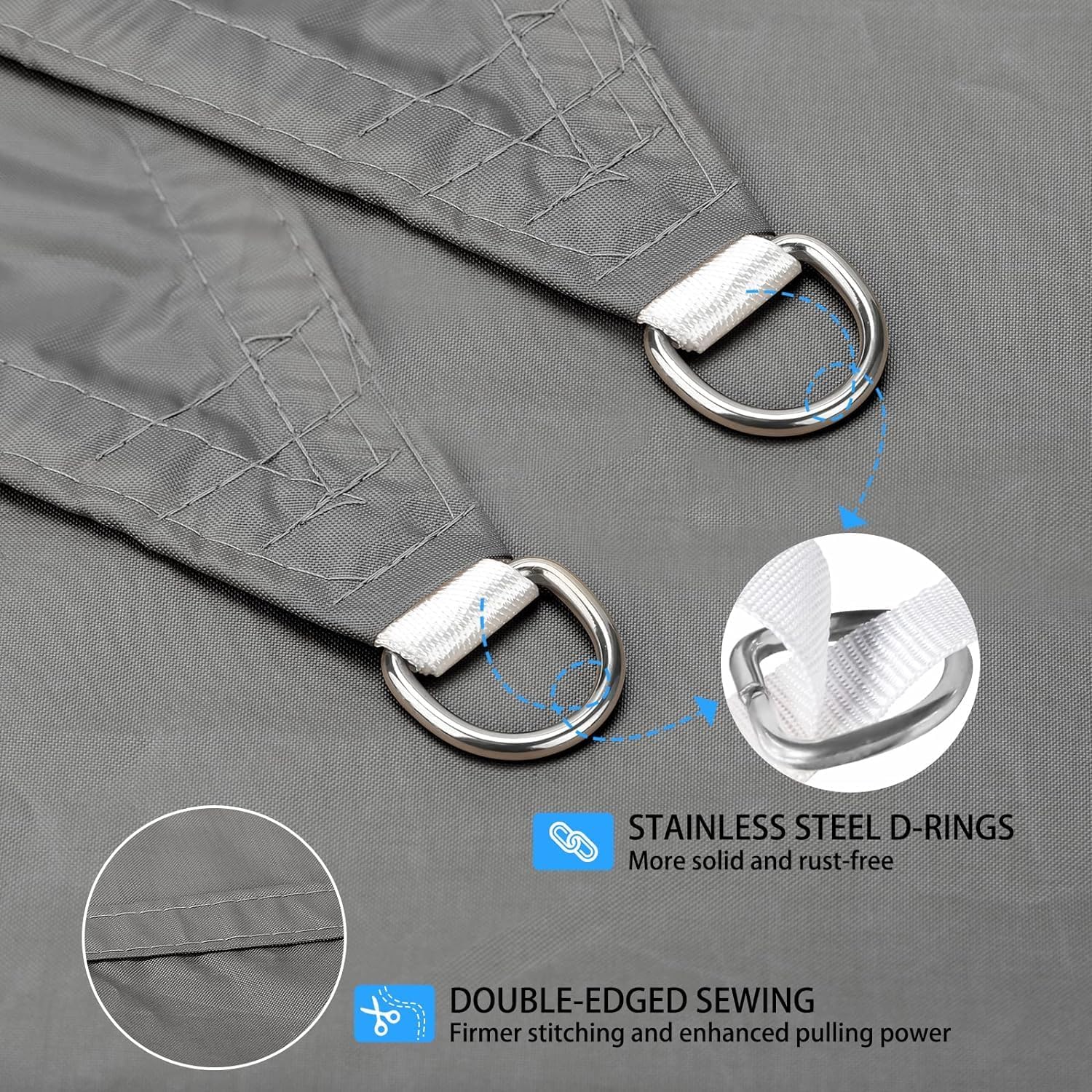 Ankuka Vela Ombreggiante Impermeabile 2x3m, Grigio - immagine 4