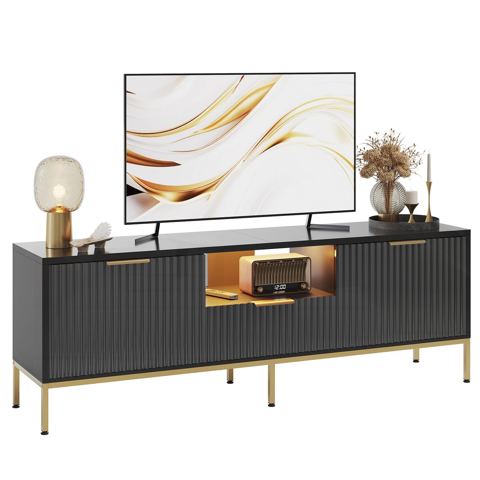 Bestier Mobile TV con Fronti Scanalati per 32-60", Nero Lucido