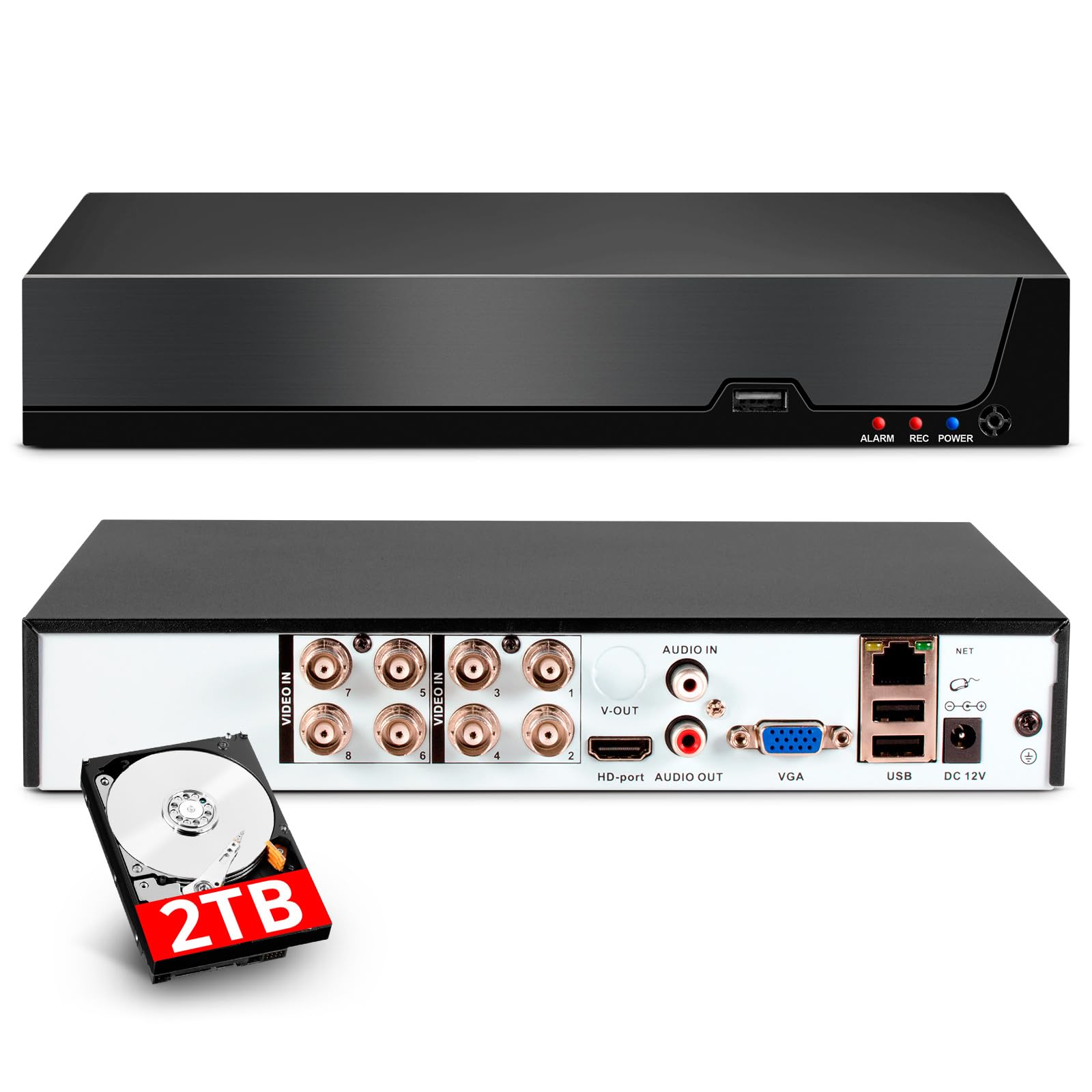 DVR 8 Canali di Sorveglianza 5MP Lite con HDD 2TB