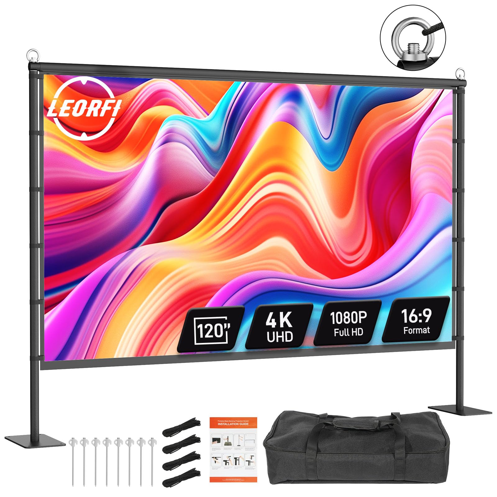 Leorfi - Tela Proiettore Esterno 120 pollici con Treppiede