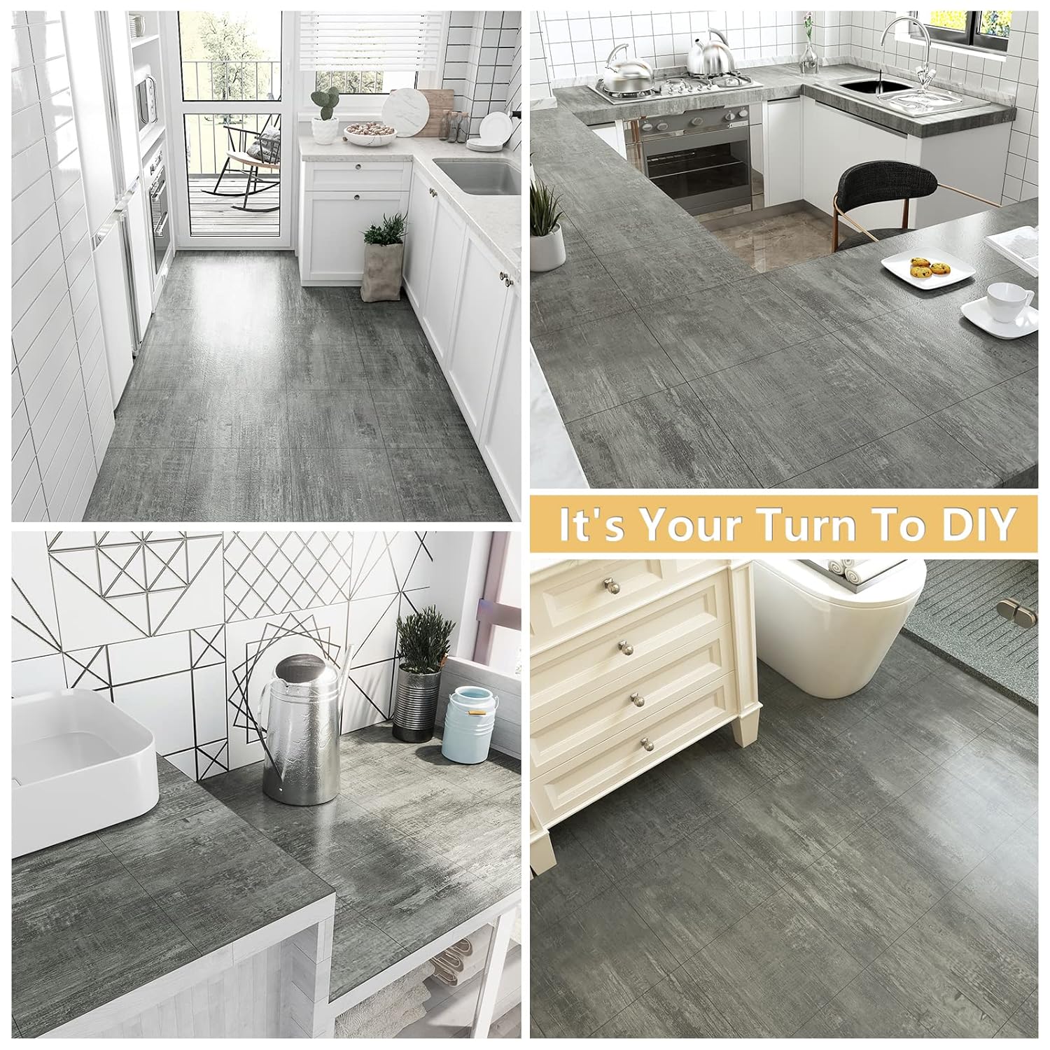 Veelike Piastrelle Adesive Vinile Effetto Cemento 24pz - immagine 2