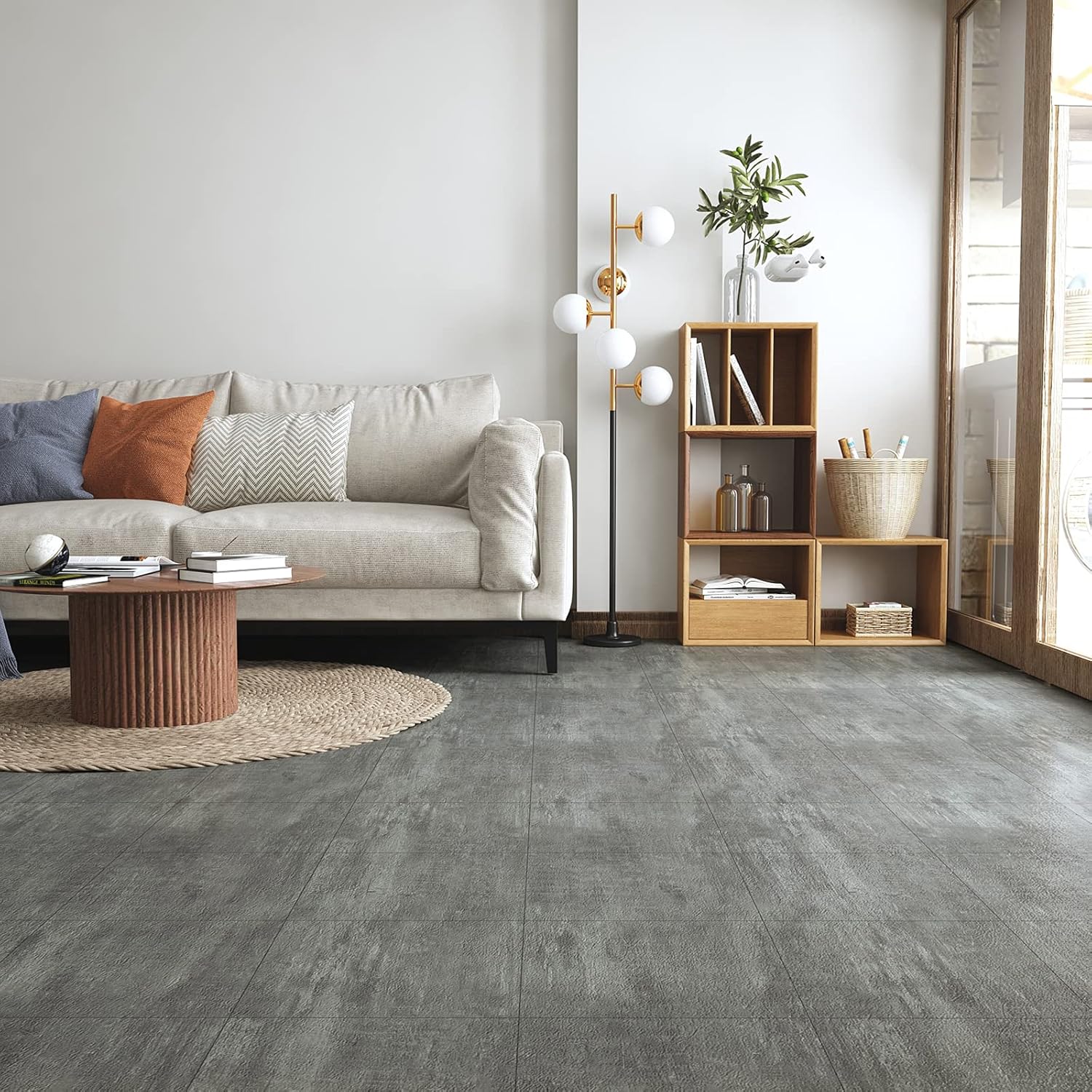 Veelike Piastrelle Adesive Vinile Effetto Cemento 24pz - immagine 5