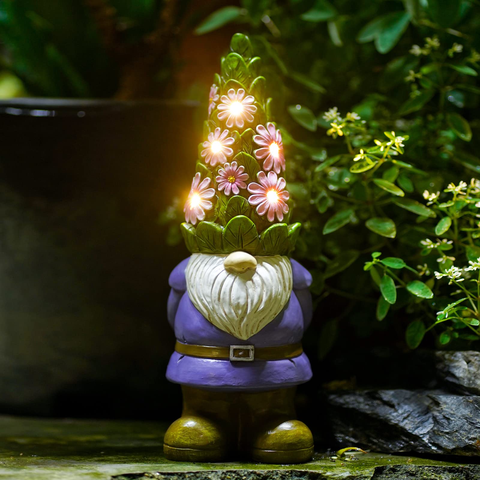 Goodeco Gnomo da Giardino Solare 29cm con Luci LED