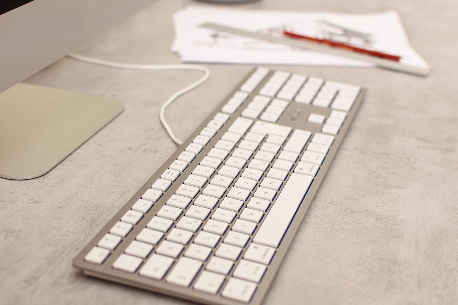 Cherry KC 6000 SLIM FOR MAC - Tastiera con filo, Bianco-Argento - immagine 2