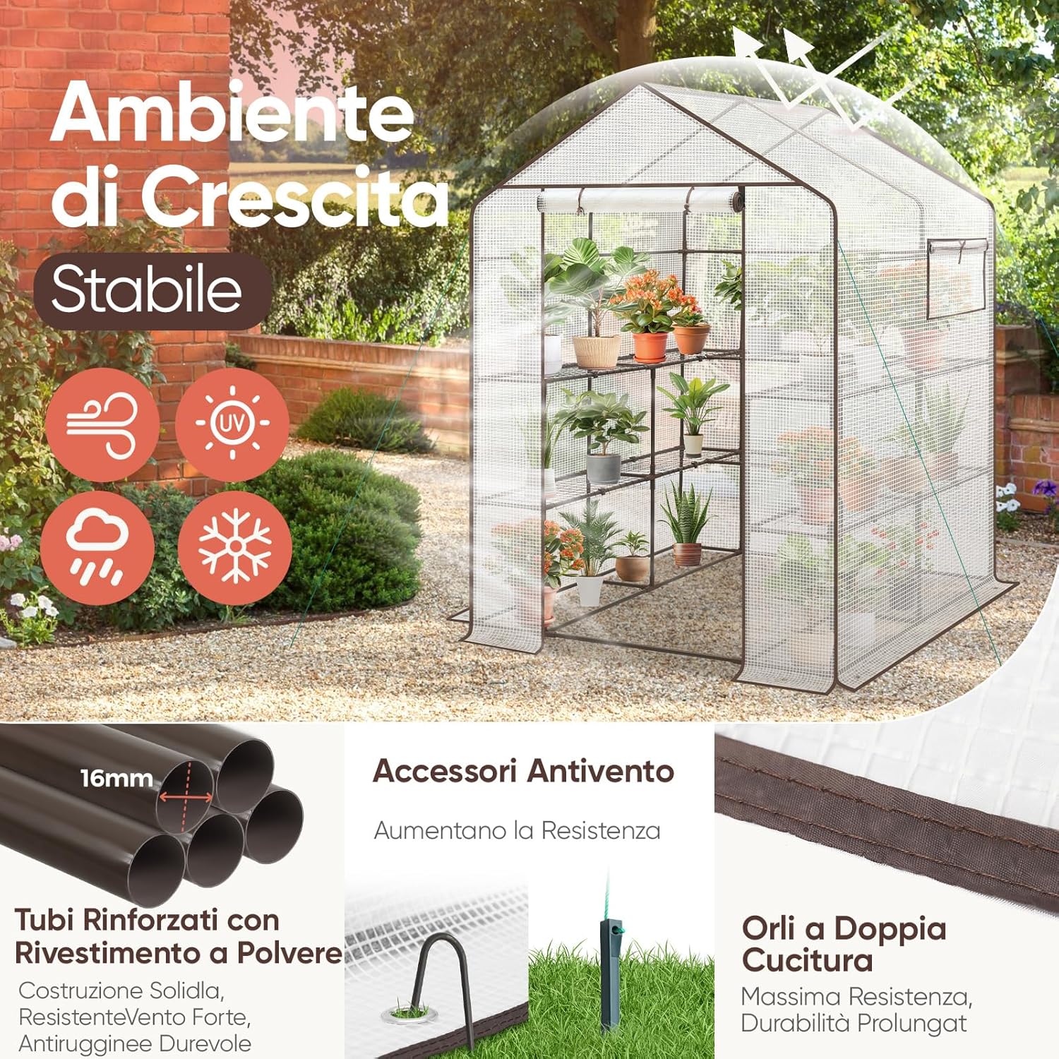 Sekey Serra da Giardino con 10 Ripiani, Bianca - immagine 3