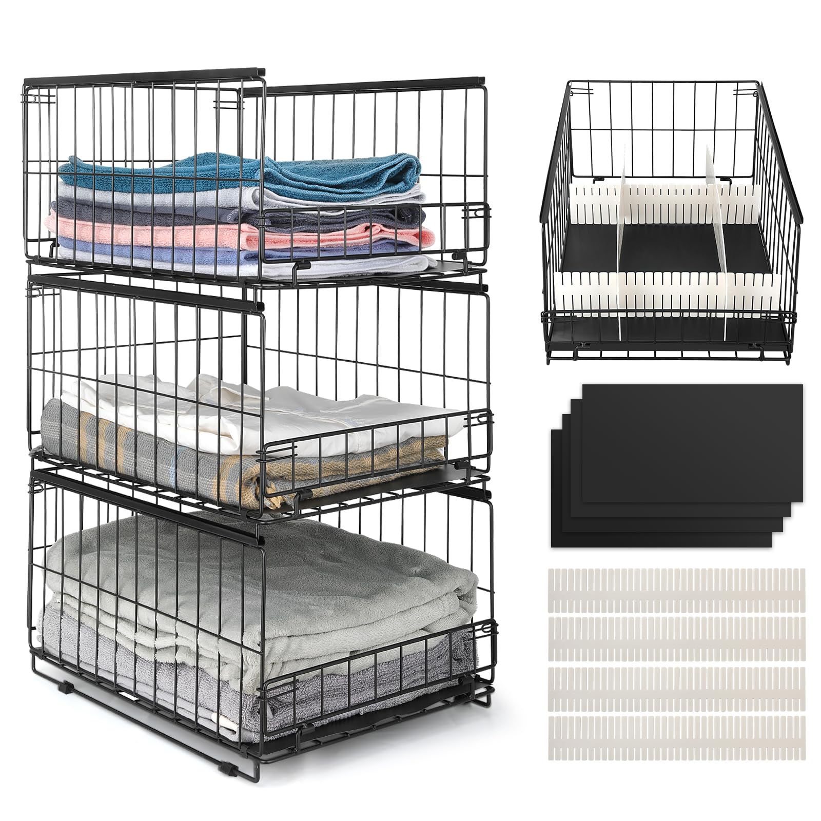 Wuciray Set 3 Cassetti Organizer Armadio Interno Rigido