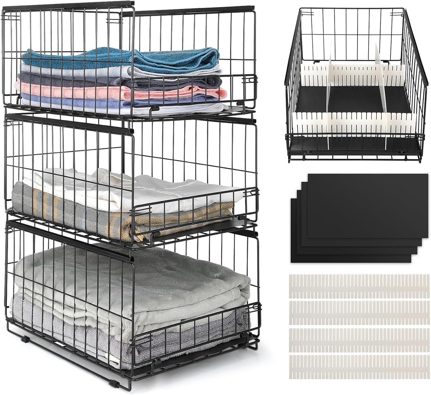 Wuciray Set 3 Cassetti Organizer Armadio Interno Rigido - immagine 1