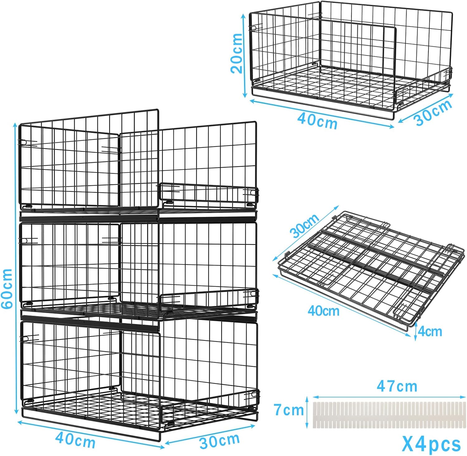 Wuciray Set 3 Cassetti Organizer Armadio Interno Rigido - immagine 2