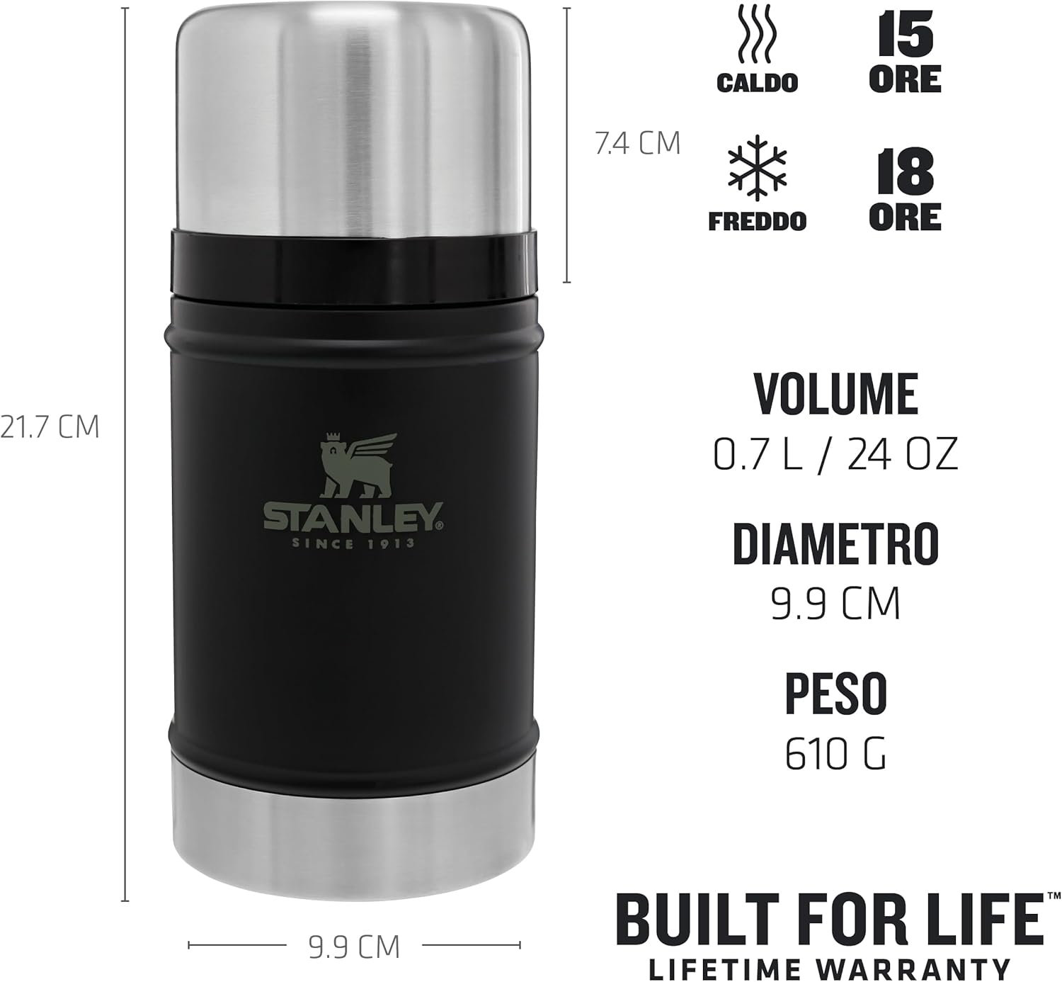 Stanley Classic Legendary Food Jar 0.7L - Hammertone Green - immagine 3