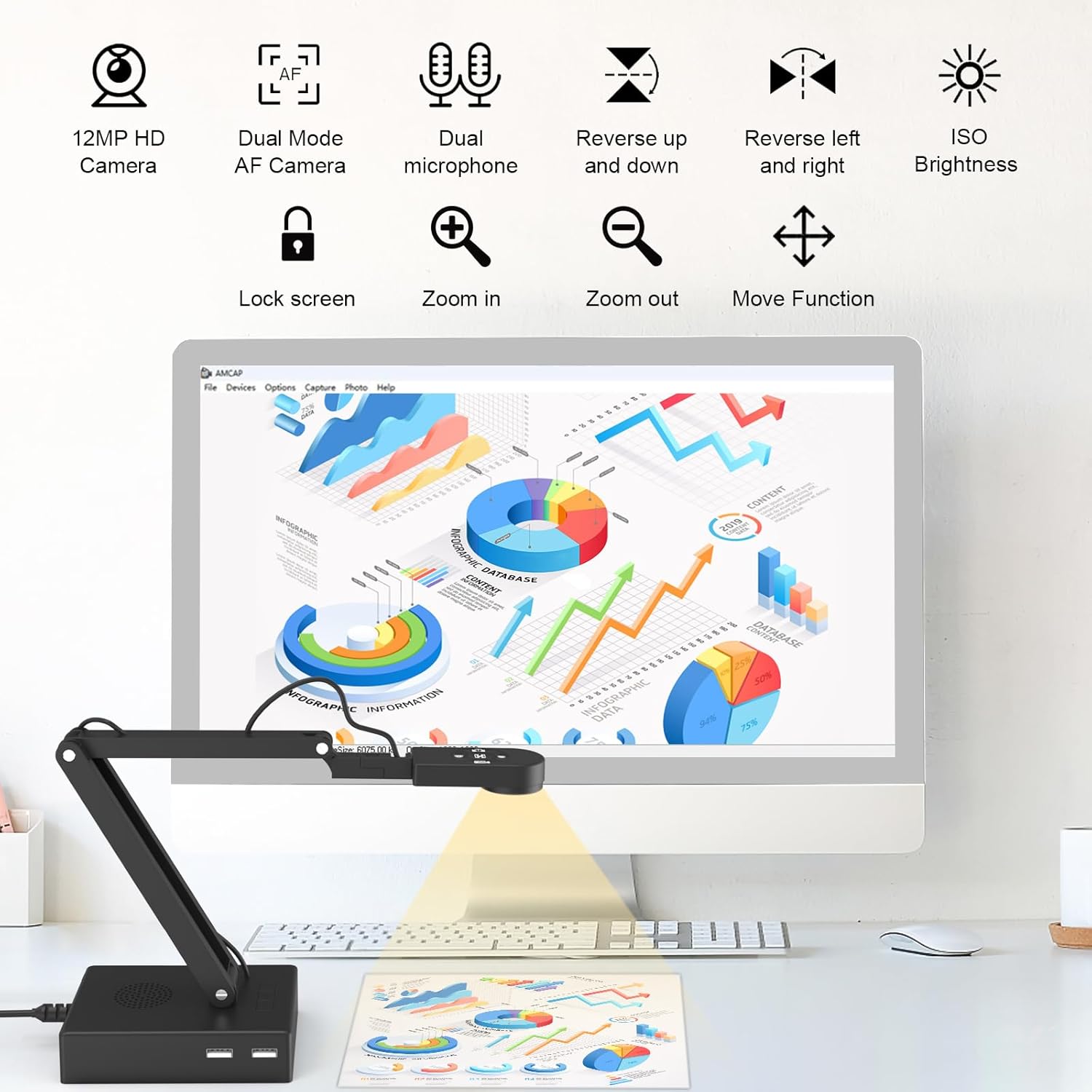 kitchbai - Telecamera per Documenti 12MP con Telecomando - immagine 2