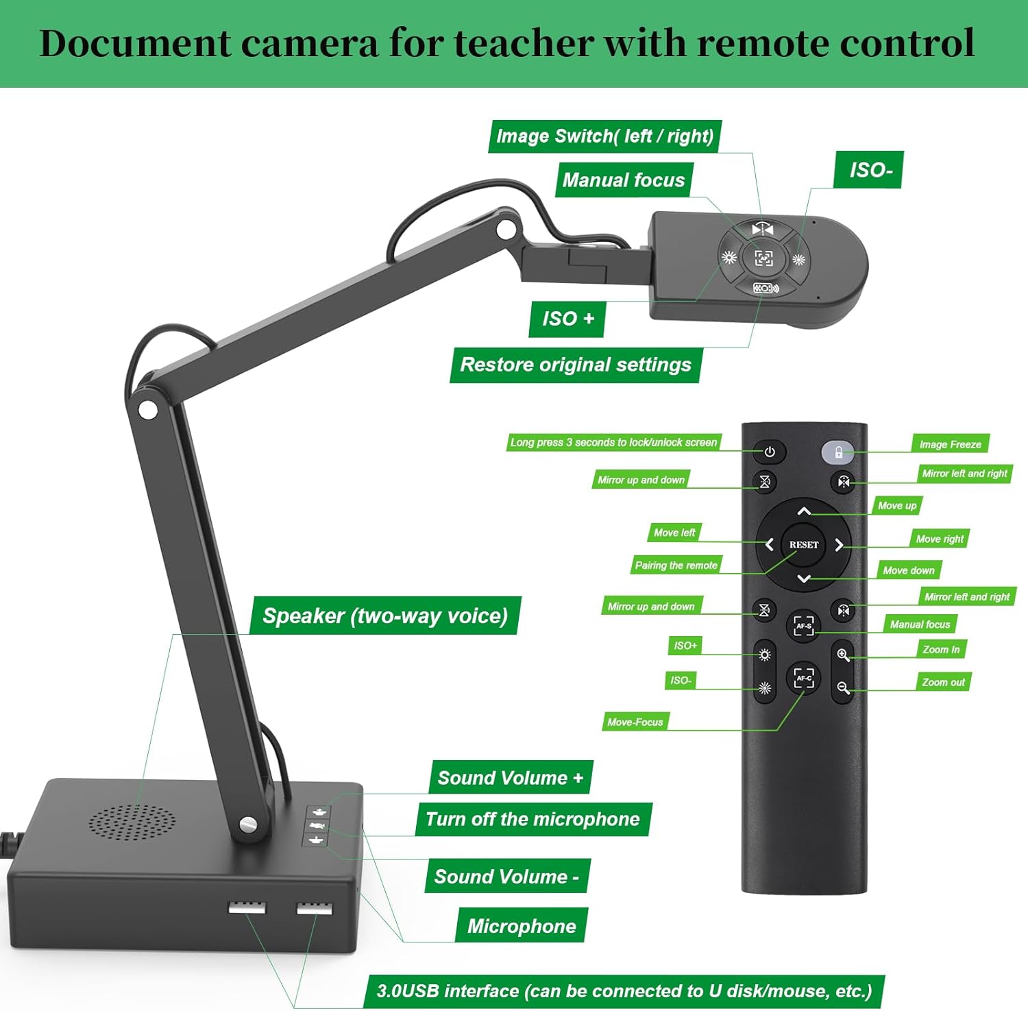 kitchbai - Telecamera per Documenti 12MP con Telecomando - immagine 3