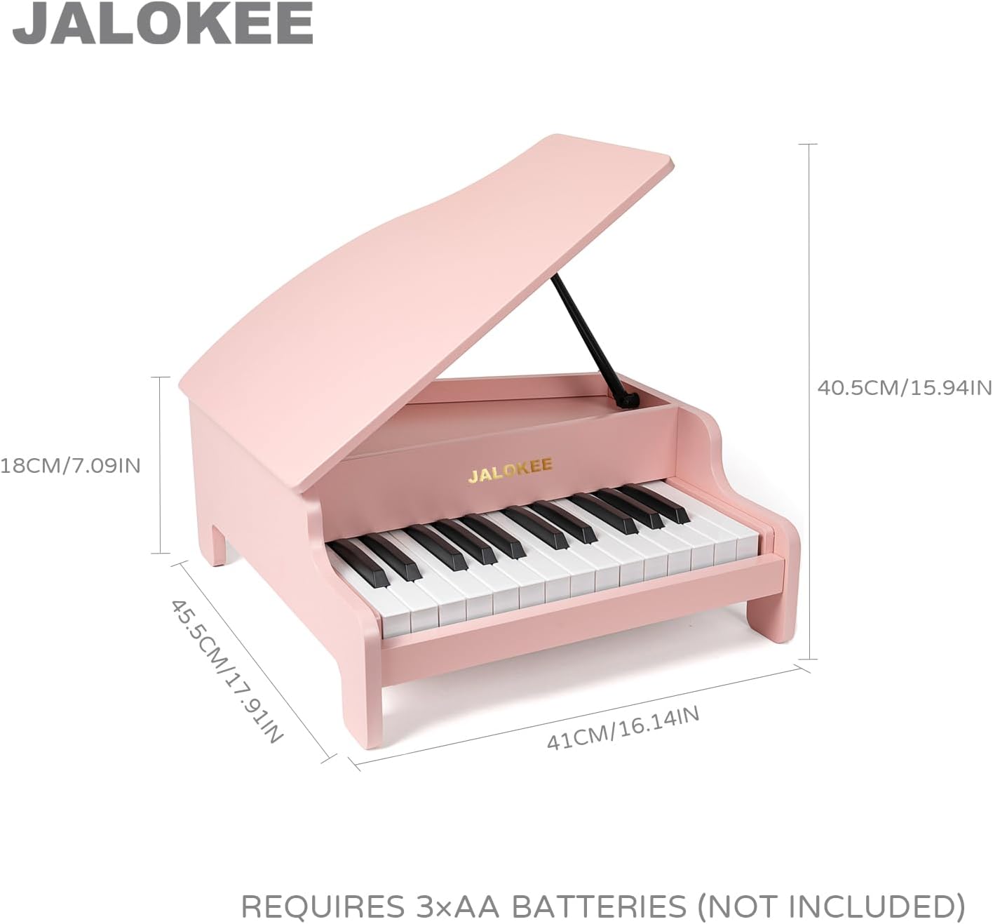 Pianoforte per bambini 25 tasti, strumento educativo in legno, Rosa - immagine 3