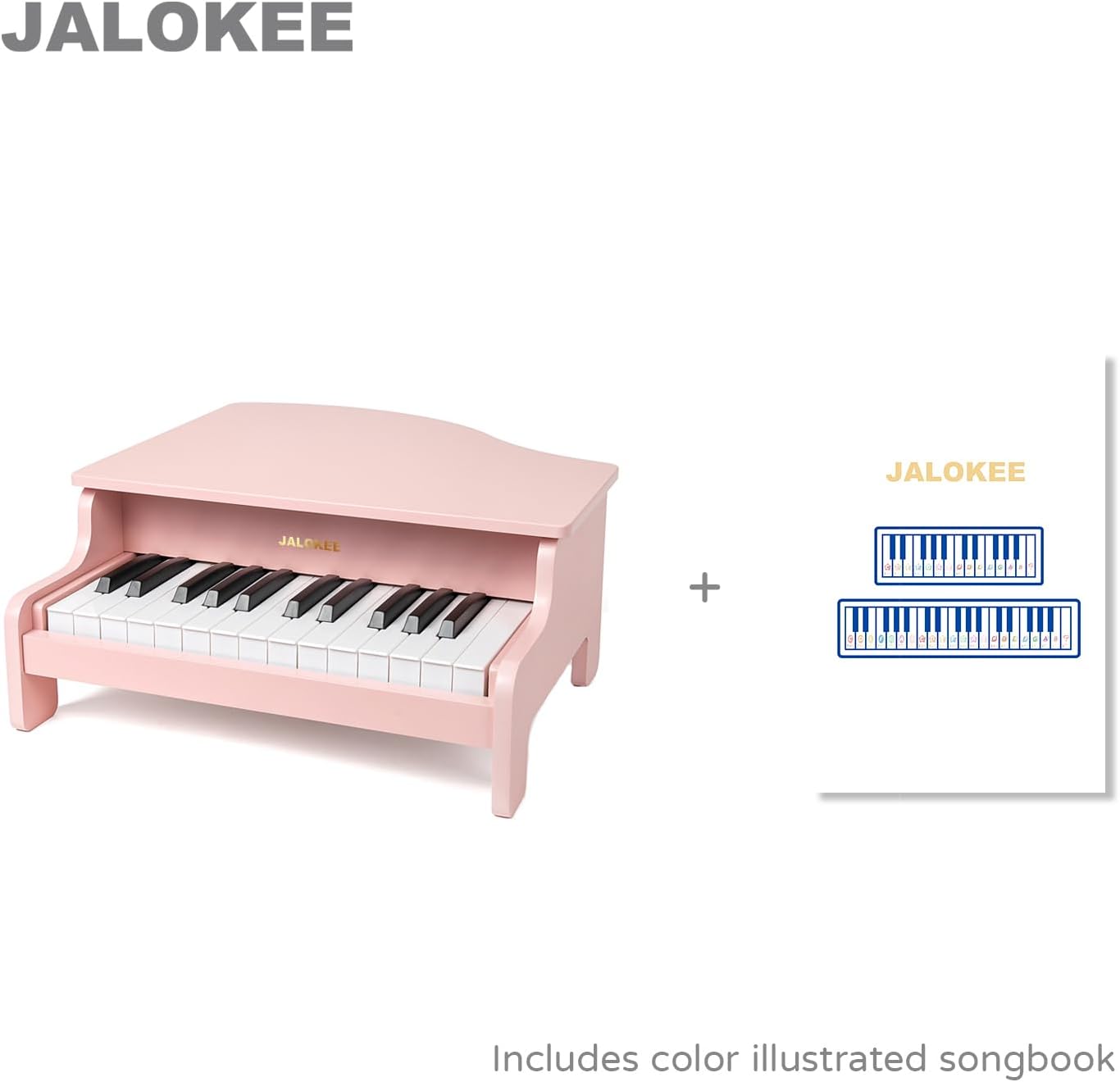 Pianoforte per bambini 25 tasti, strumento educativo in legno, Rosa - immagine 5