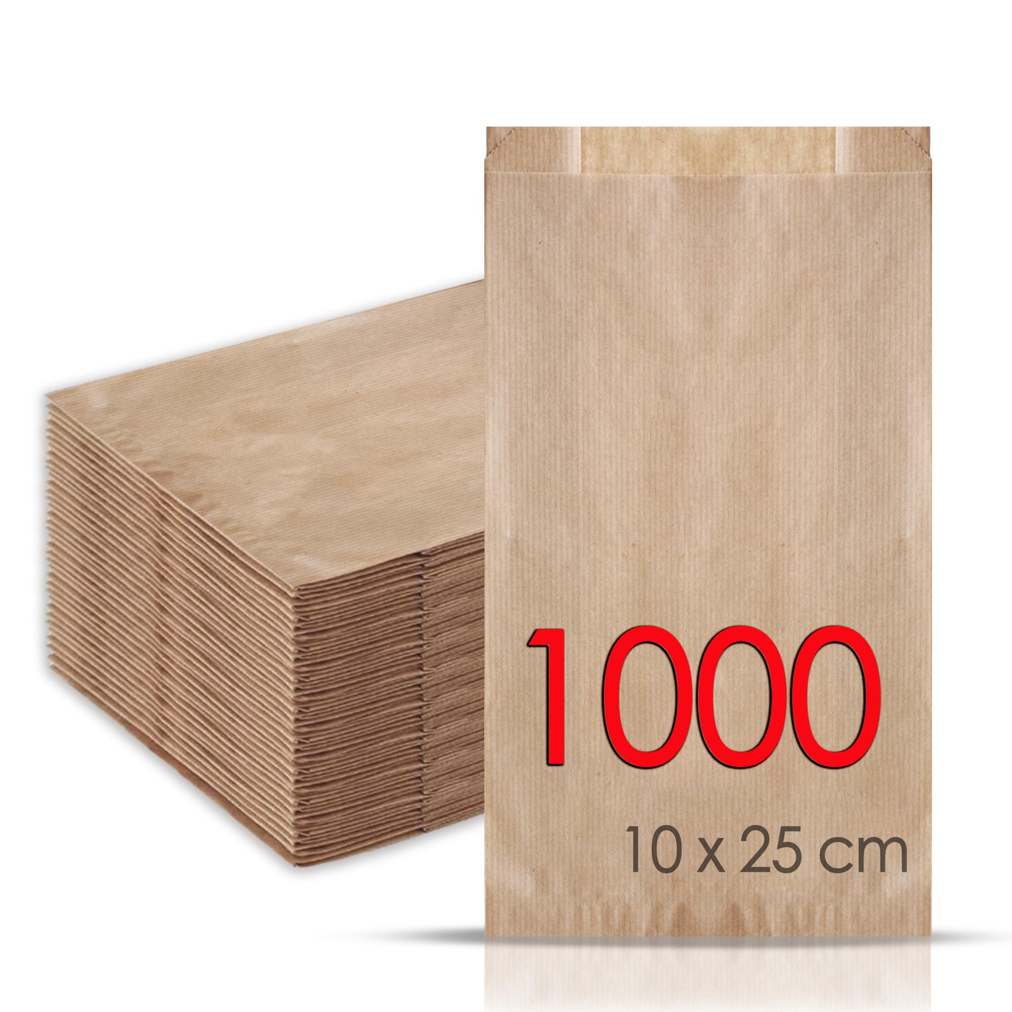 1.000 Sacchetti di Carta Kraft 10+4x25