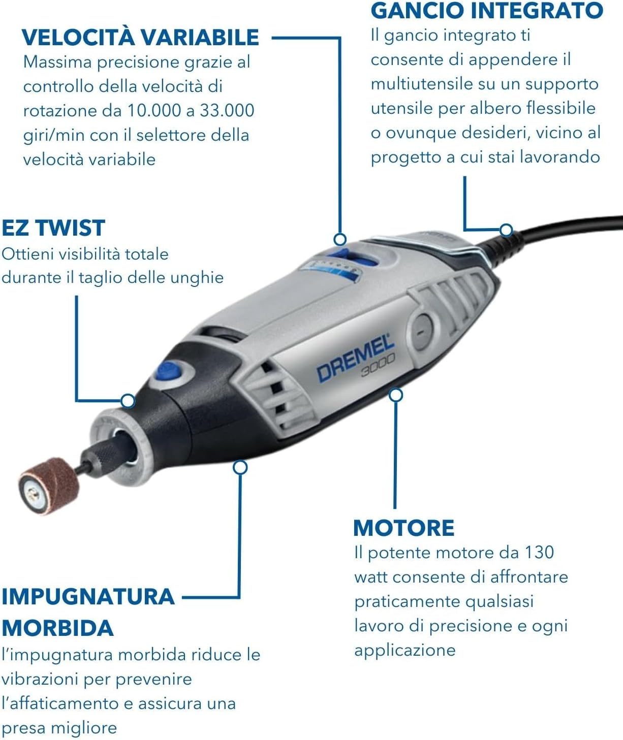 Dremel 3000 Multiutensile 130 W - Kit Exclusive - immagine 3