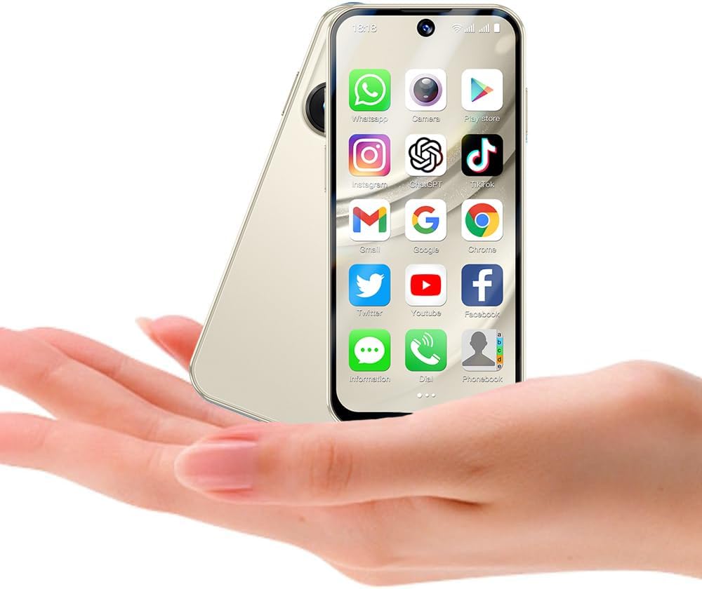 Mini Smartphone 4G Dual SIM 3.88'' Android 12, Beige - immagine 1