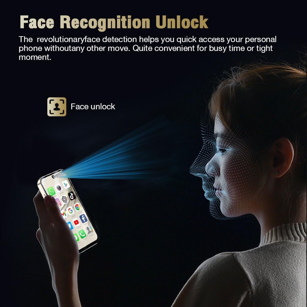 Mini Smartphone 4G Dual SIM 3.88'' Android 12, Beige - immagine 6