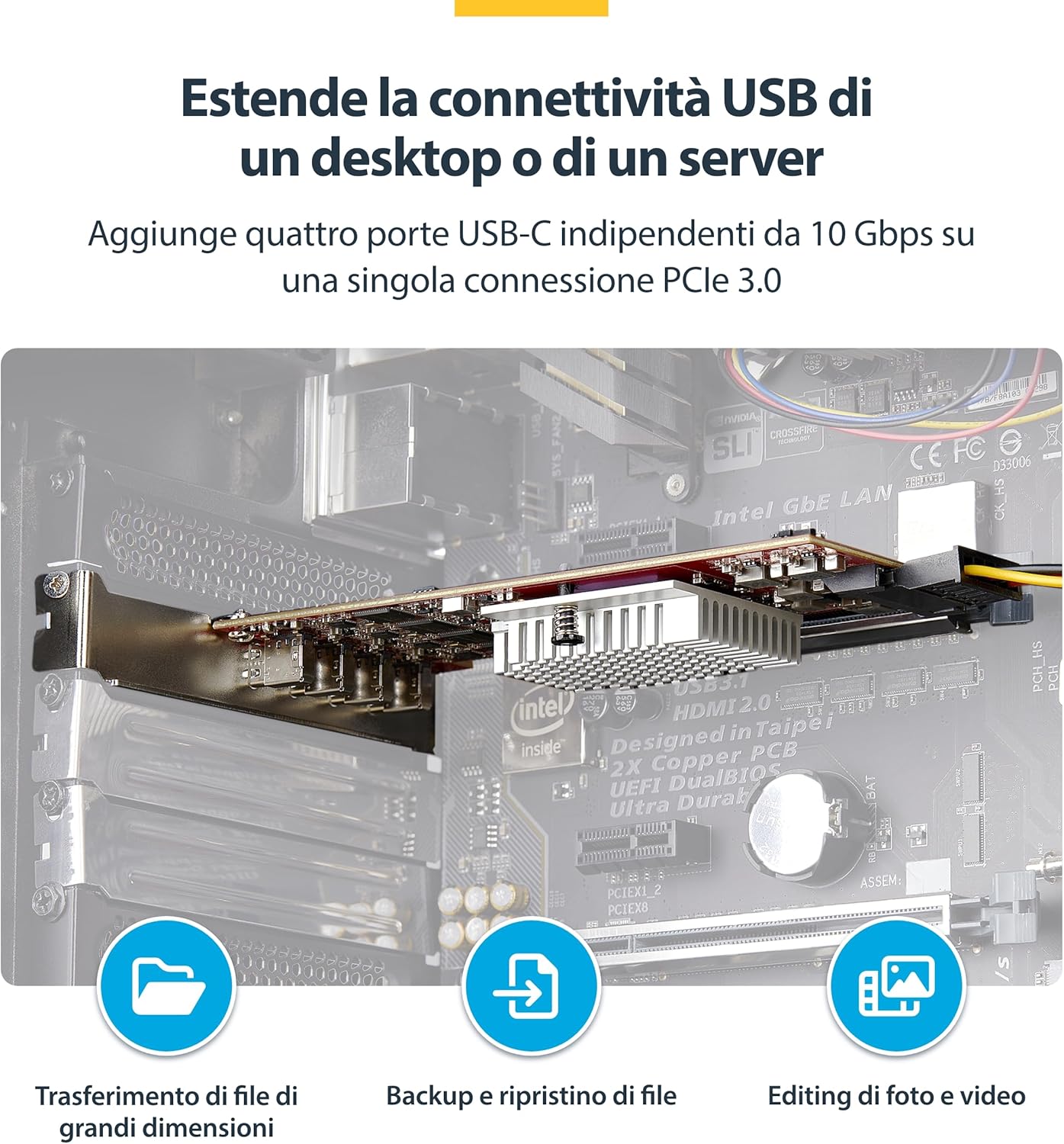 Startech.com Scheda PCIe USB-C a 4 Porte USB 3.2 10Gbps - immagine 2