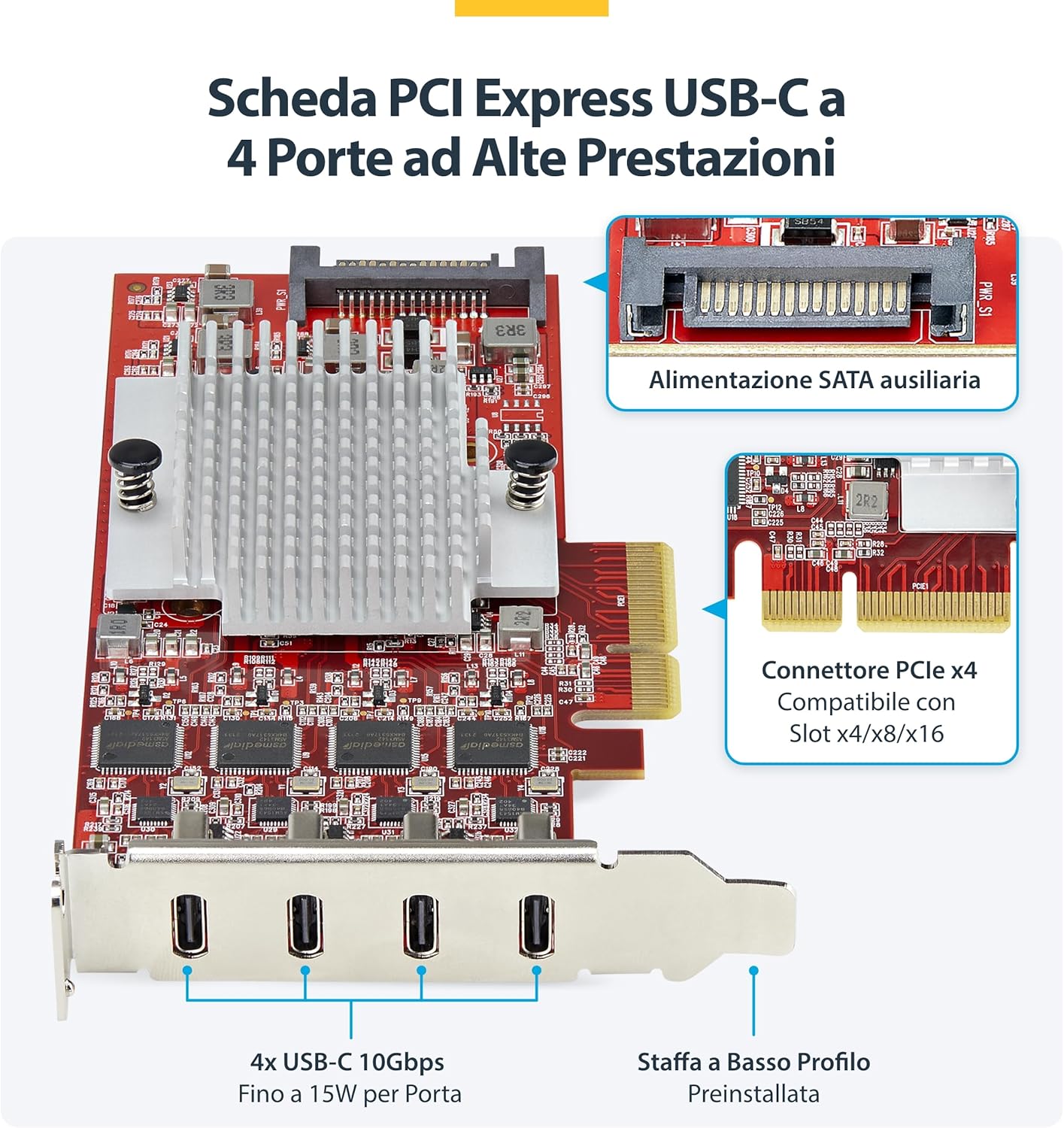 Startech.com Scheda PCIe USB-C a 4 Porte USB 3.2 10Gbps - immagine 4