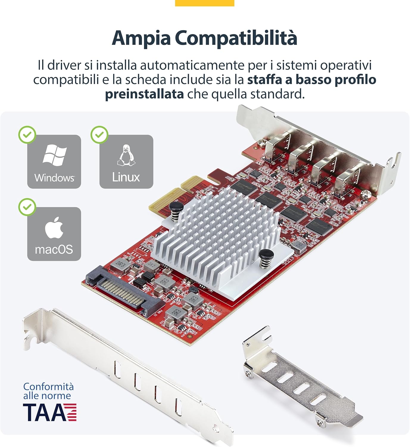 Startech.com Scheda PCIe USB-C a 4 Porte USB 3.2 10Gbps - immagine 5
