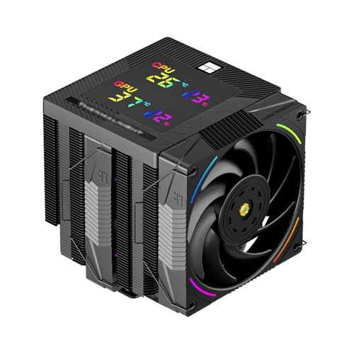 Phantom Spirit 120 Digital EVO CPU Air Cooler con display digitale coperchio superiore, raffreddamento a doppia torre ad alte prestazioni, 7 x 6 mm Heat pipe Cooler per Intel LGA 1700