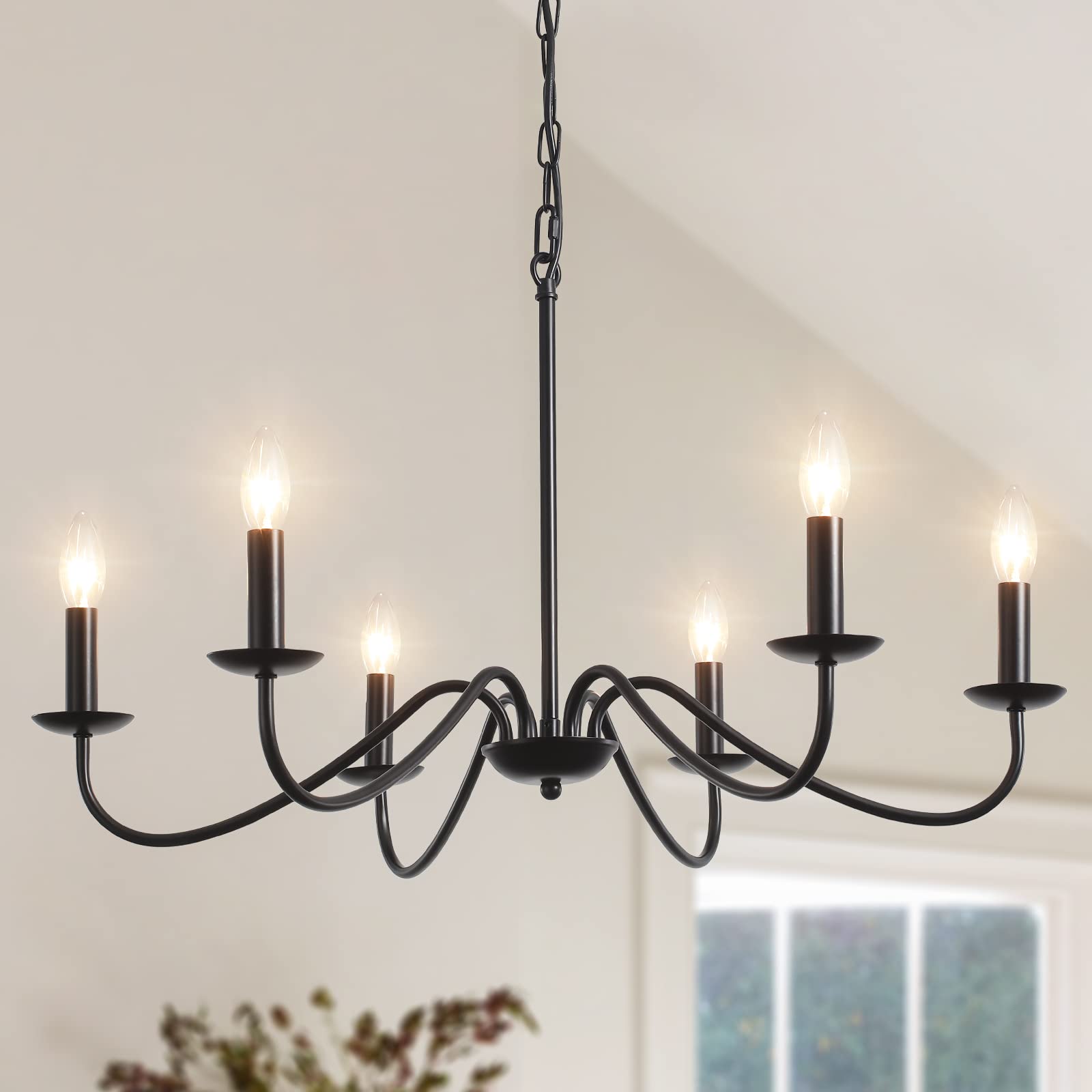 Lampadario Nero Vintage 6 Luci Industrial Moderni