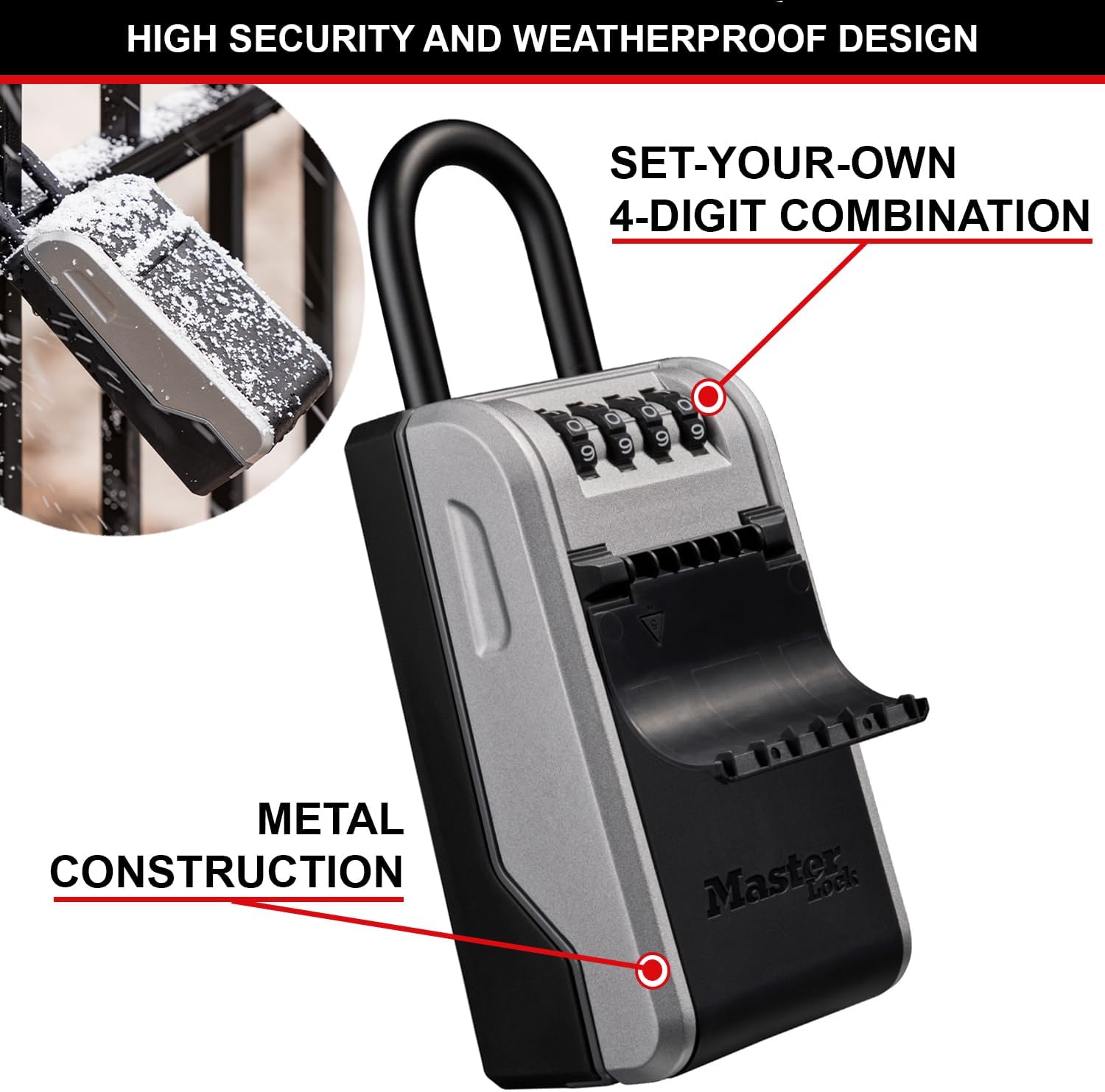 Master Lock 5480EURD Cassetta Portachiavi, Grigio XL - immagine 5