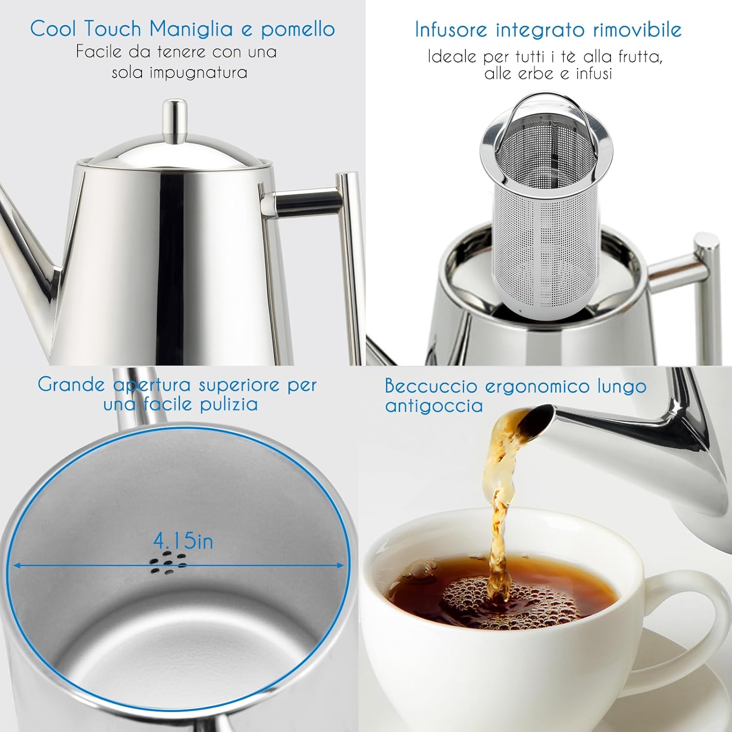 Easyworkz Teiera Doppia Parete Acciaio Inox 1000ml - immagine 3