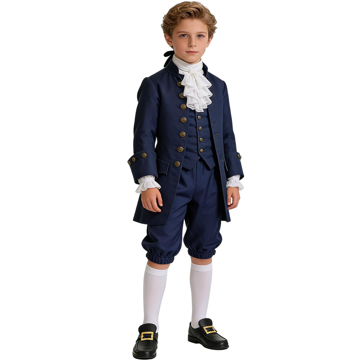 Costume Rinascimentale Vichingo Per Uomo – Completo Con Pantaloni, Calze E Fibbie Per Scarpe, Ideale Per Cosplay E Rievocazioni - 3