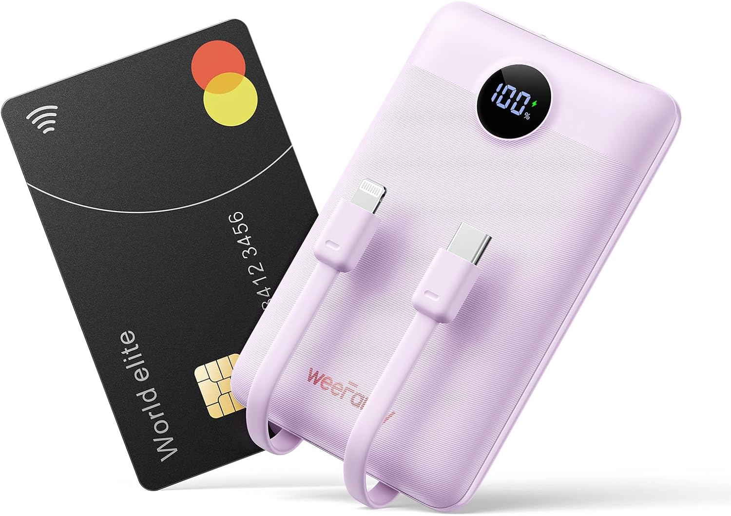 Power Bank 10000mAh 22,5W con Cavi Integrati, Viola - immagine 1