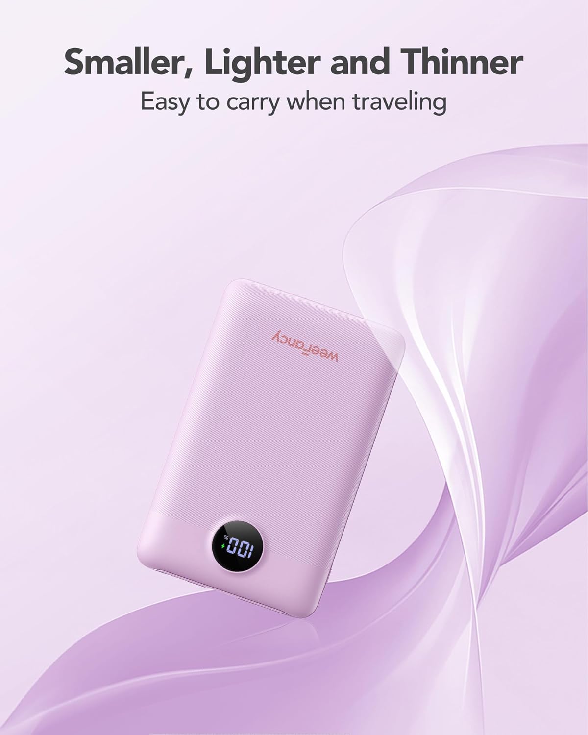 Power Bank 10000mAh 22,5W con Cavi Integrati, Viola - immagine 2